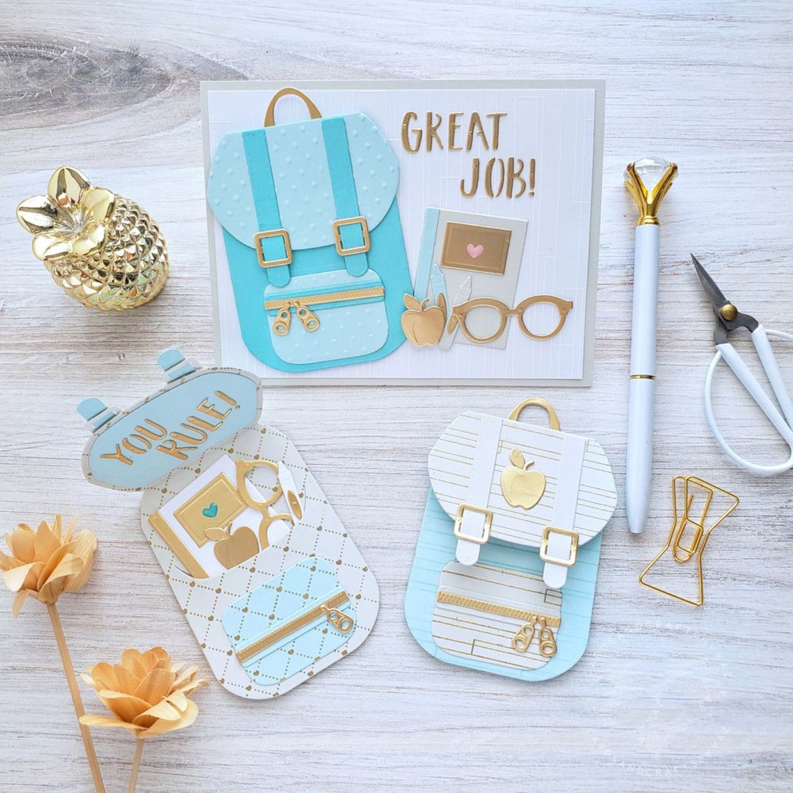 You Rule! Backpack w School Supplies Cutting & Embossing Dies