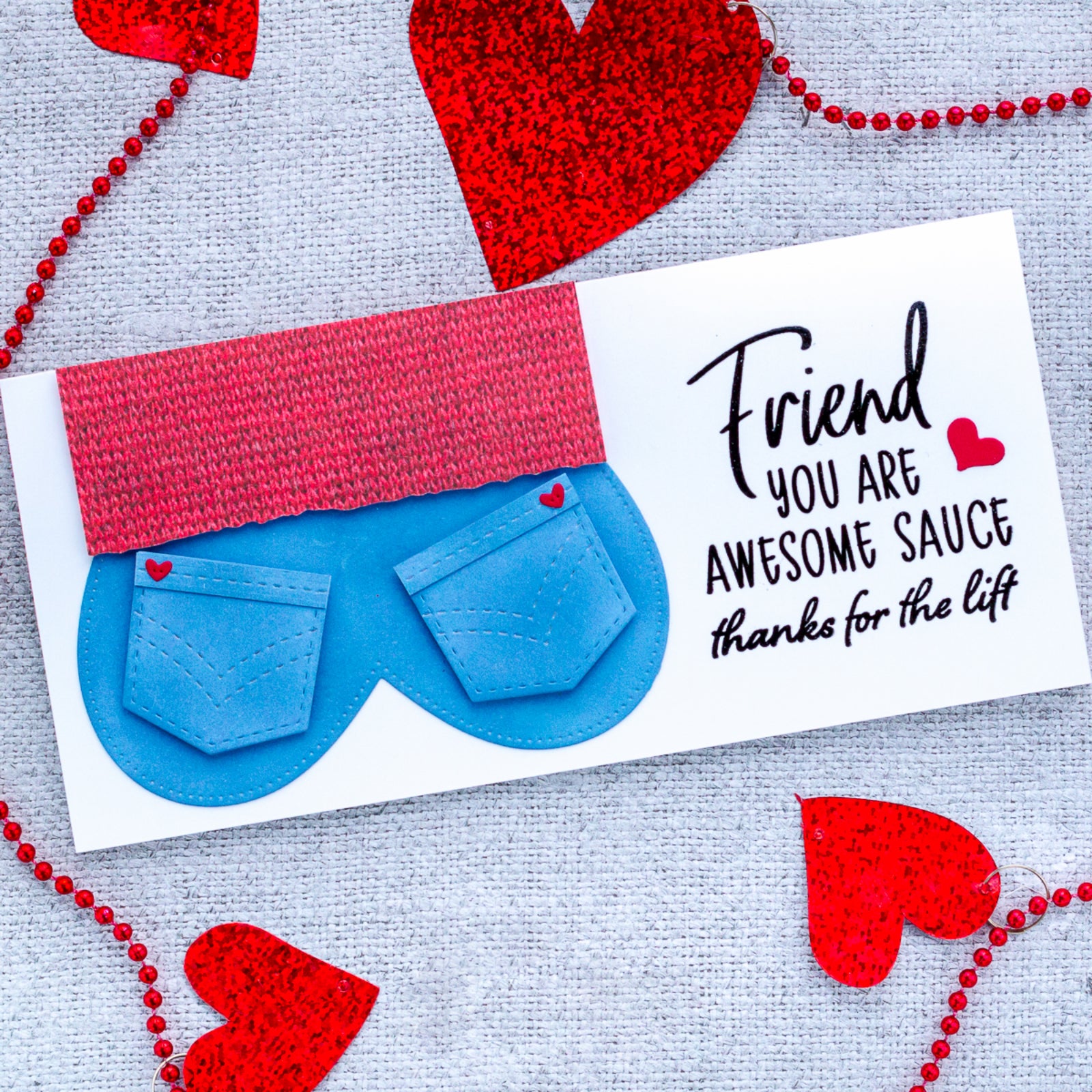 Nesting Stitched Jeans Pockets Full of Love Mega Cutting Dies Set