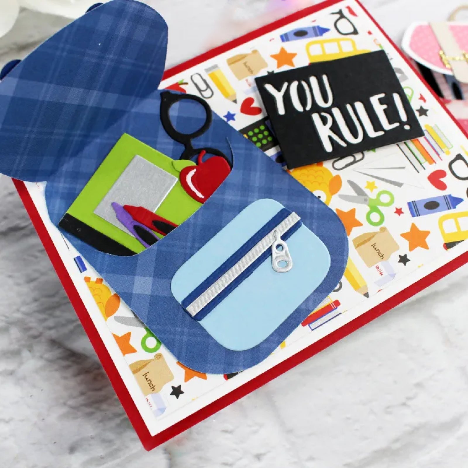 You Rule! Backpack w School Supplies Cutting & Embossing Dies