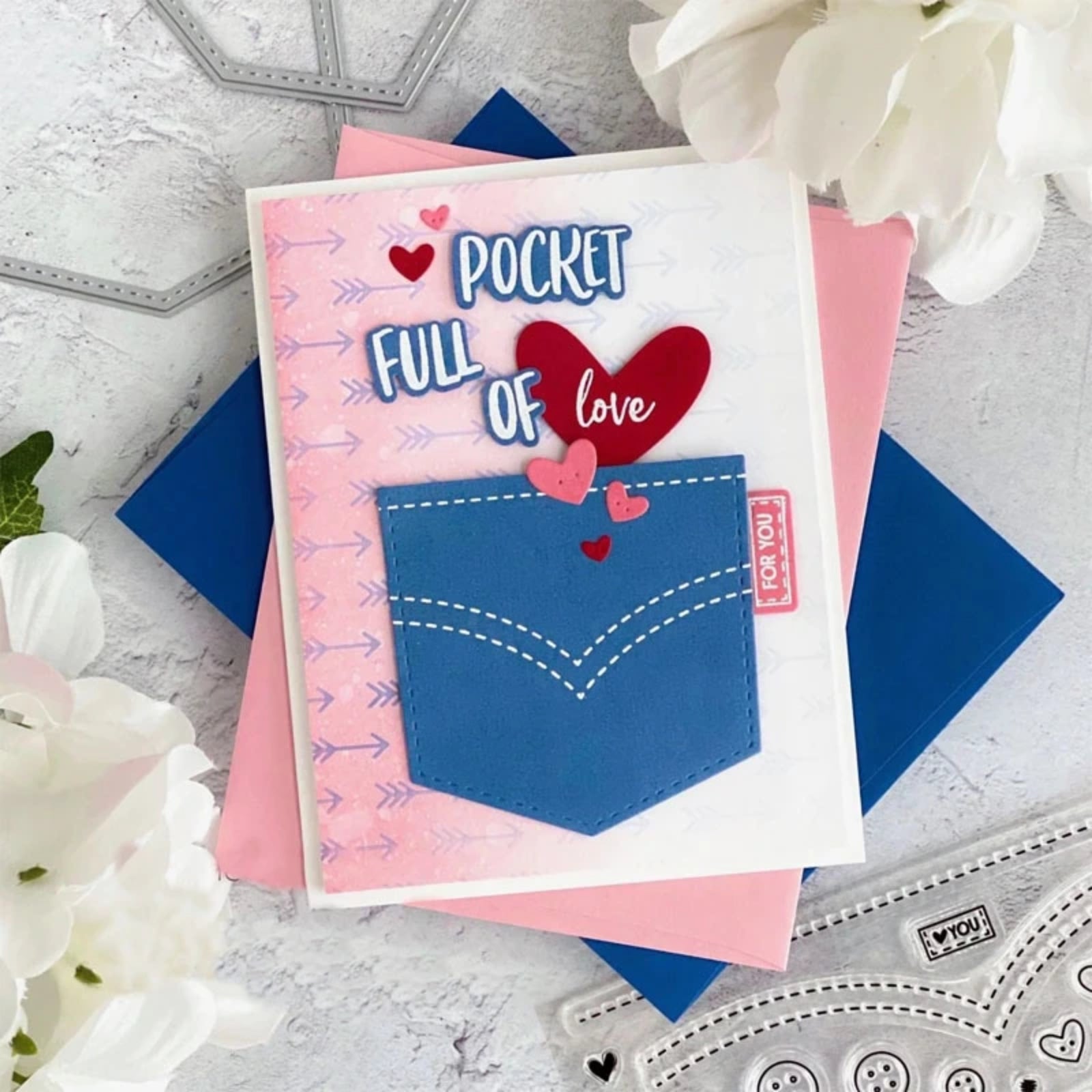 Nesting Stitched Jeans Pockets Full of Love Mega Cutting Dies Set