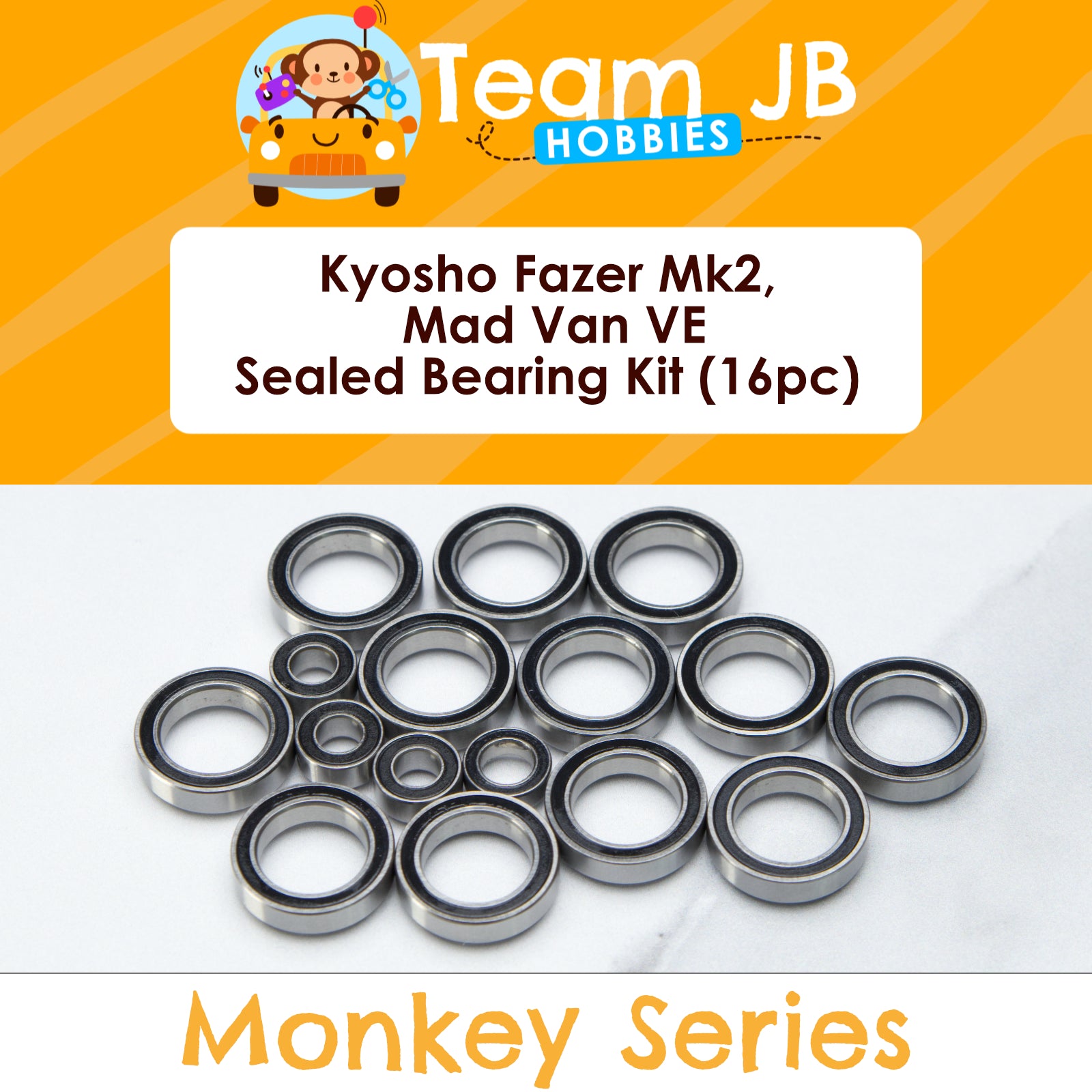 Kyosho Fazer Mk2, Mad Van VE, Rage 2.0 - 16 Pcs Rubber Sealed Bearings Kit