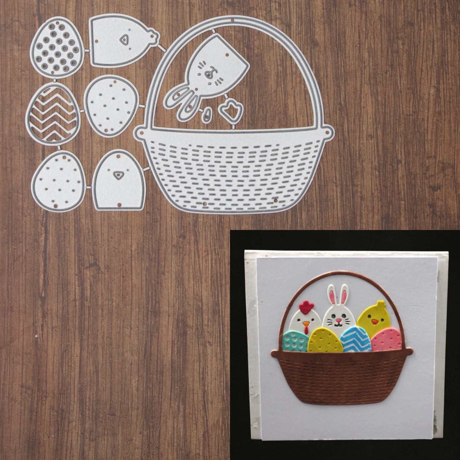 Easter Basket w Eggs Bunny Chick Cutting & Embossing Dies