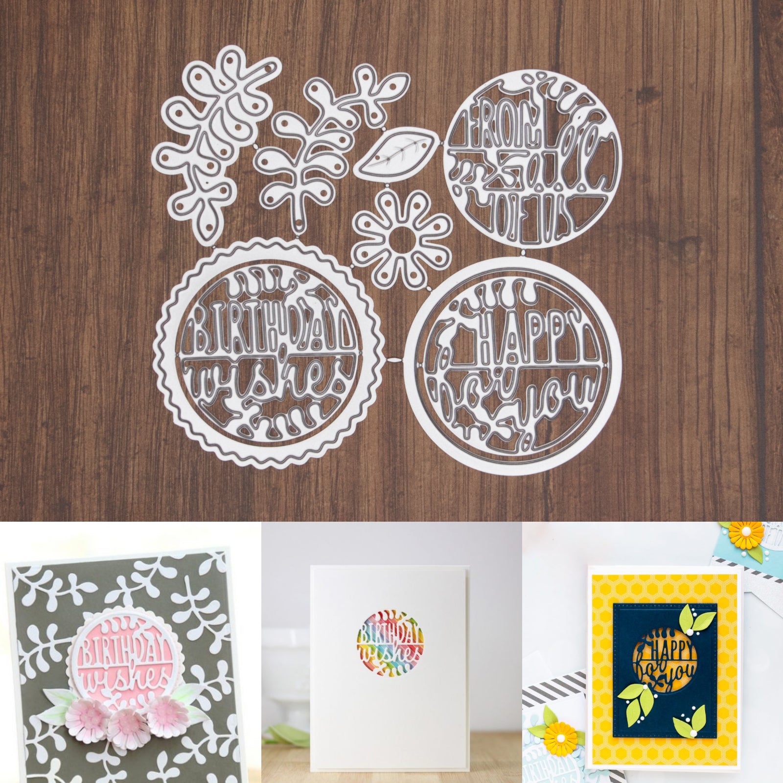 Circle Sentiments #1 w Foliage Cutting Dies