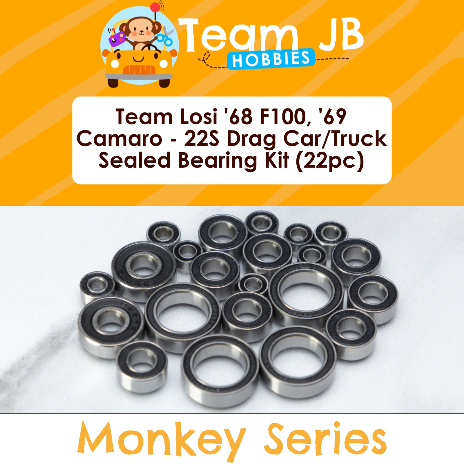 Team Losi 1968 Ford F100 22S Drag Truck RTR, 1969 Camaro 22S Drag Car RTR, 22S Prep Drag Car Roller - Sealed Bearing Kit
