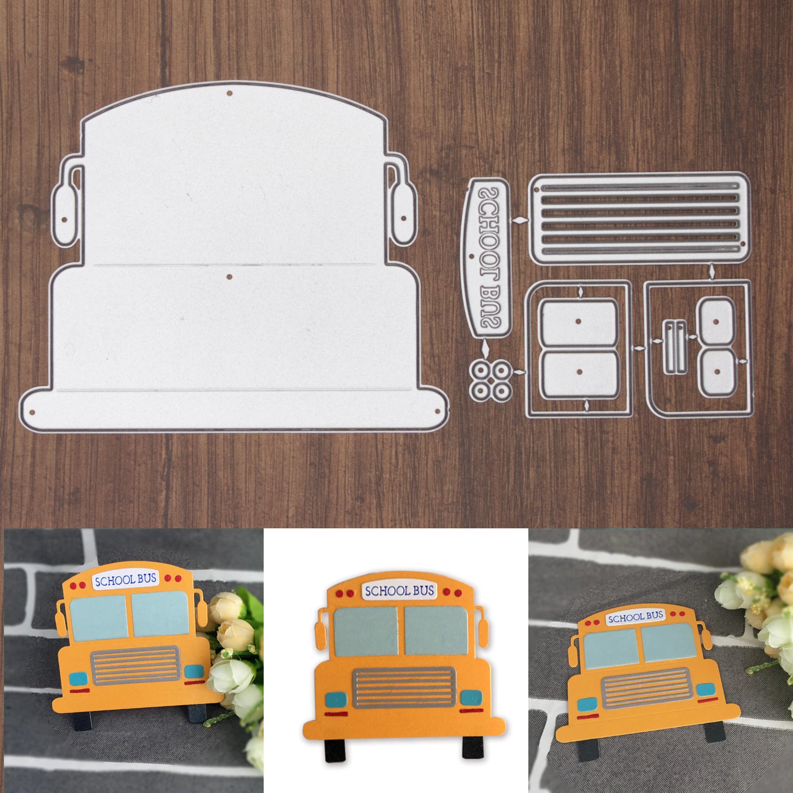 Large School Bus Front View Cutting & Embossing Dies