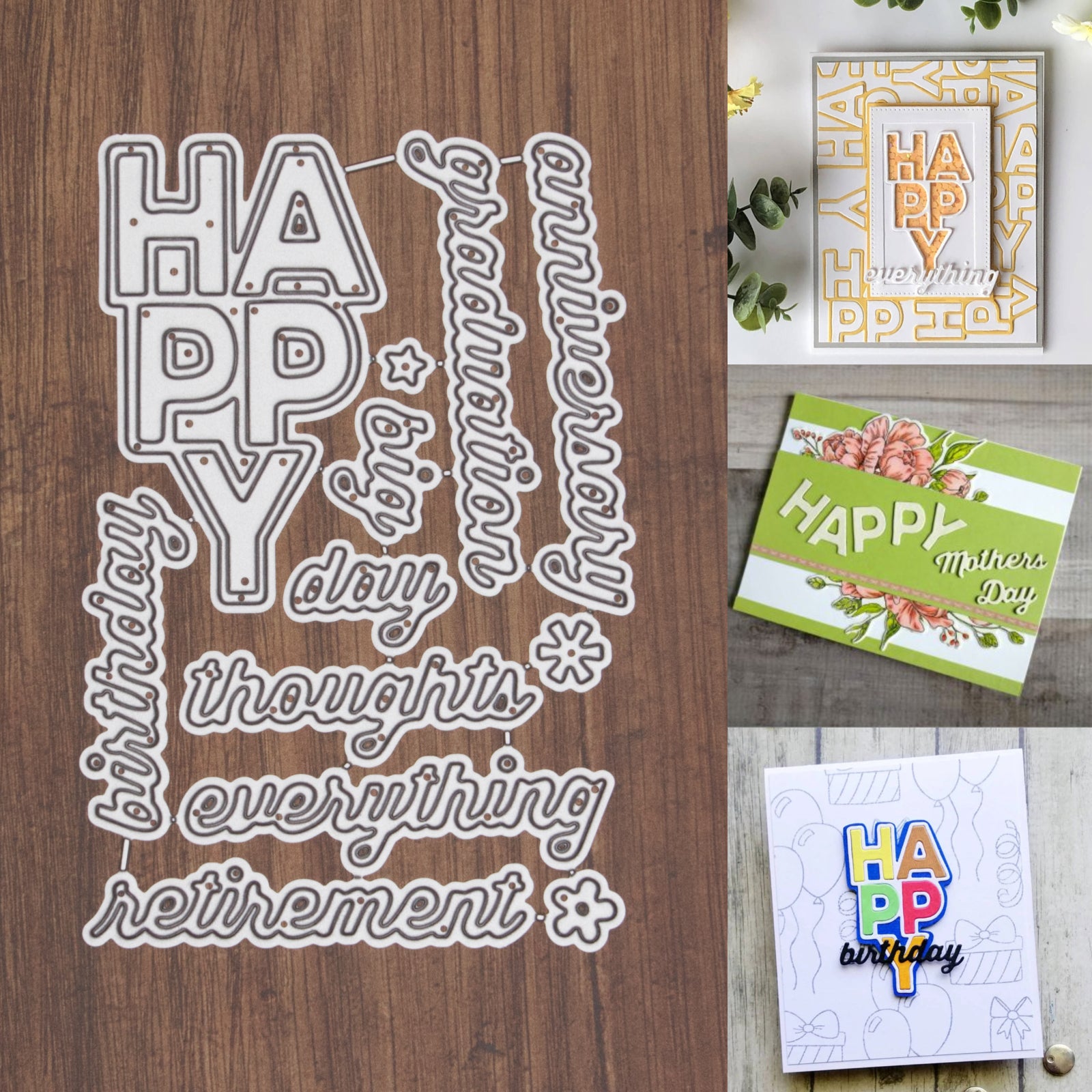 Happy Everything Sentiments Builder Cutting Dies
