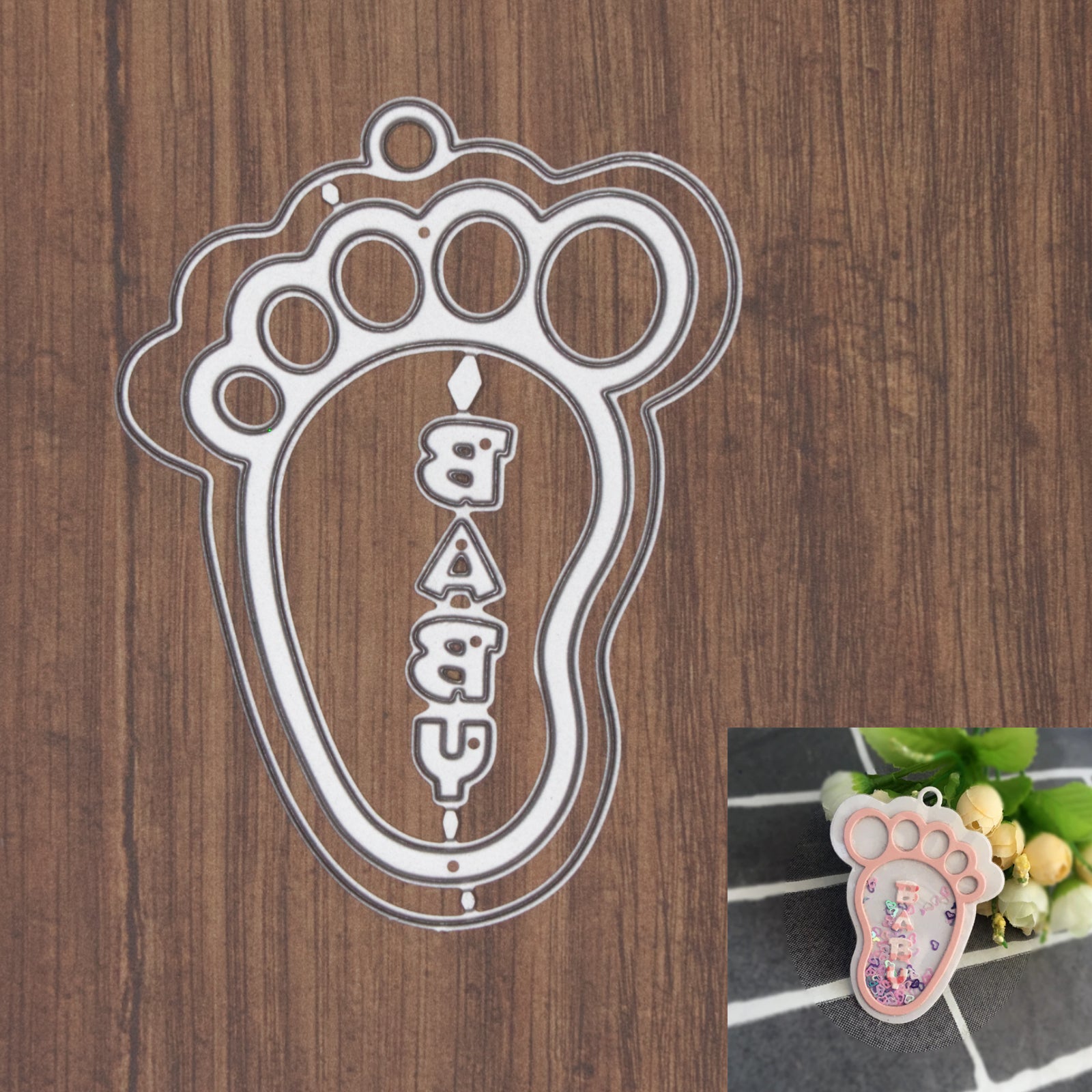 Baby Footprint Confetti Shaker Tag Cutting Dies