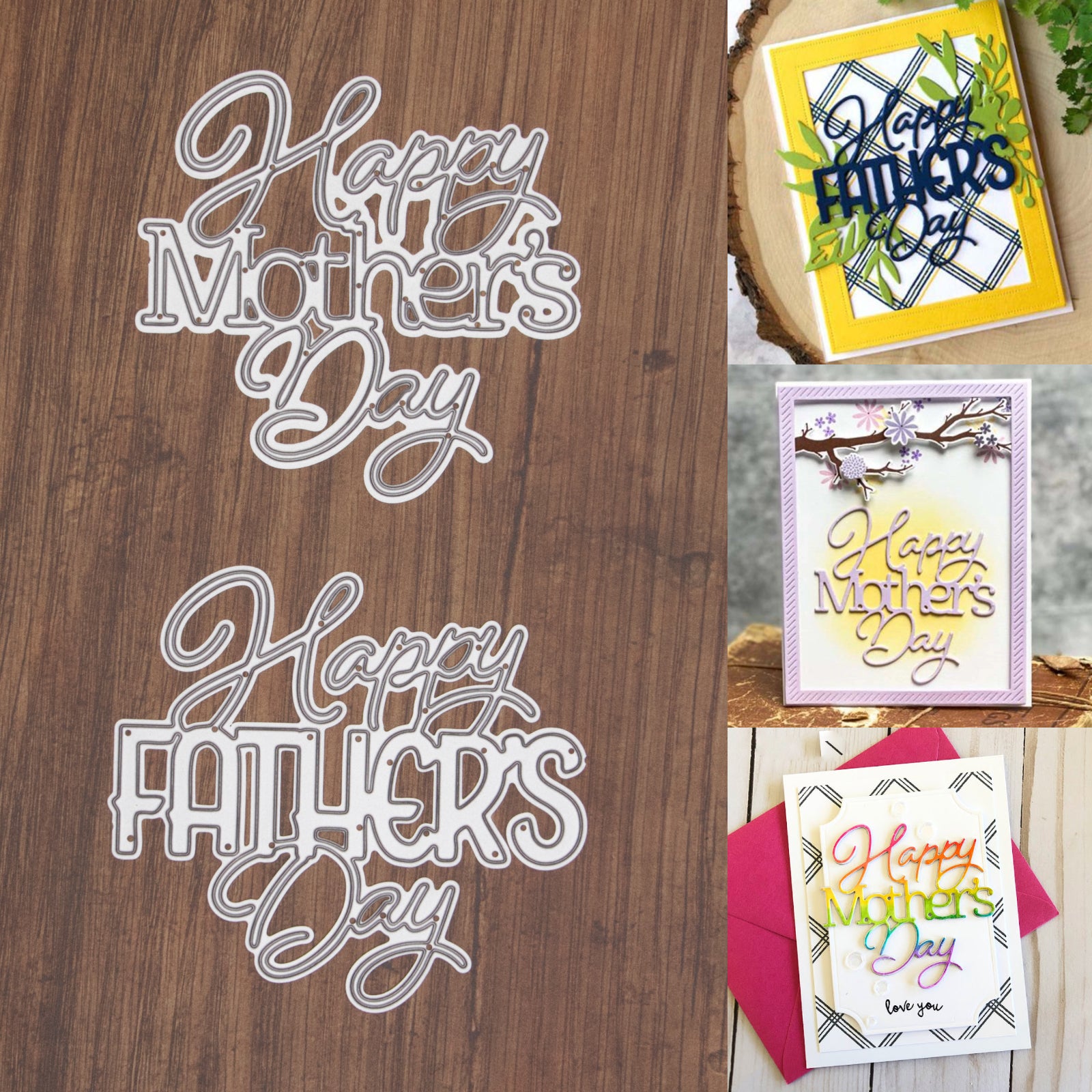 Happy Mother’s Day & Happy Father’s Day Sentiments Words Cutting Dies