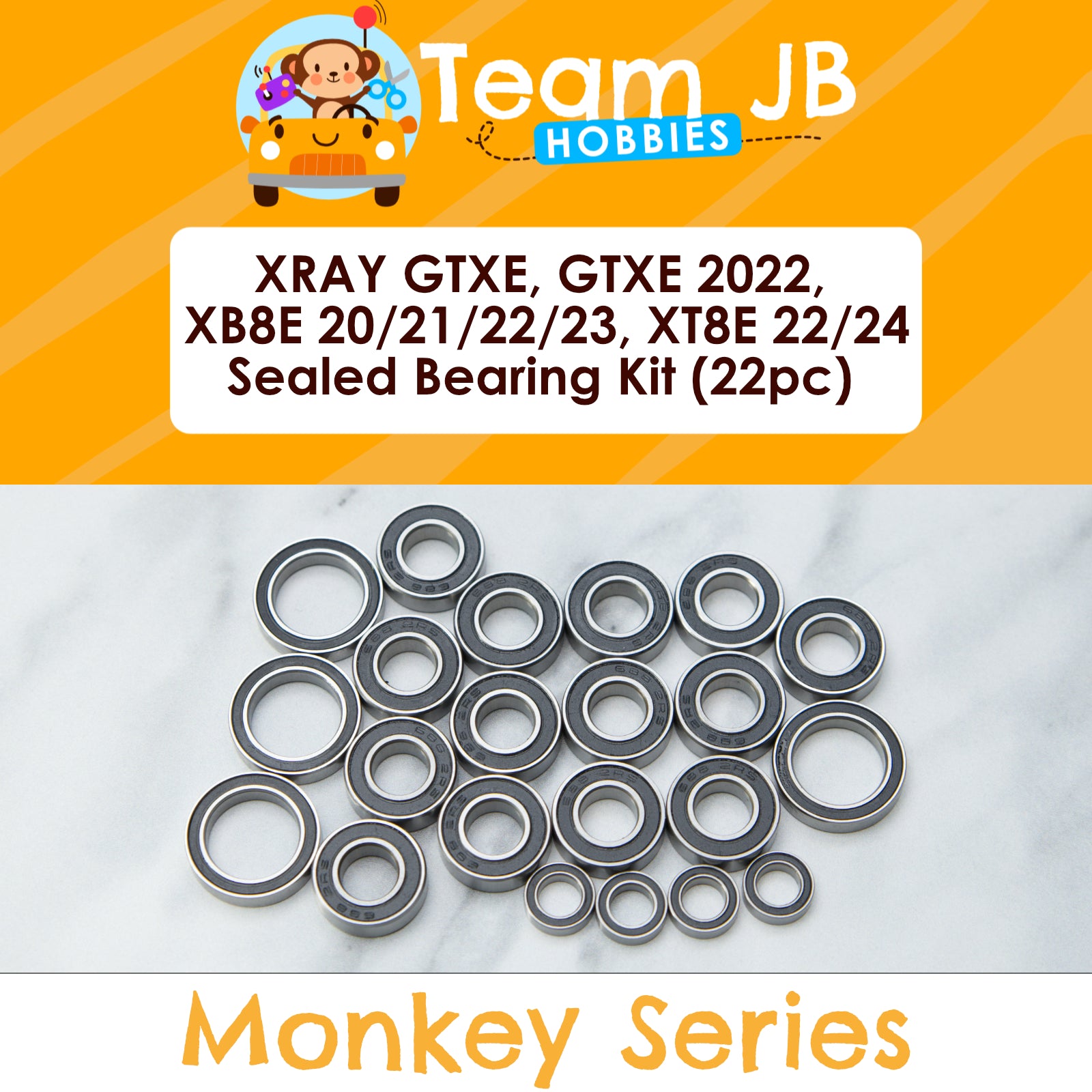 XRAY GTXE, GTXE 2022, XB8E 20/21/22/23/24, XT8E 22/24 - 22 Pcs Bearings Kit