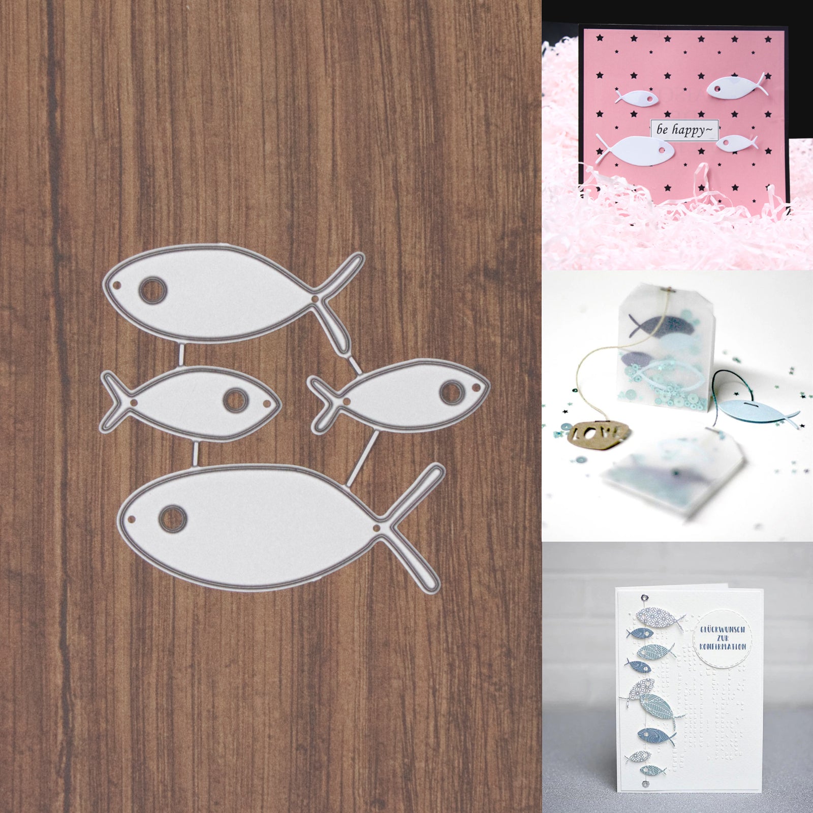 Four Fish w Cutout Eyes Cutting Dies