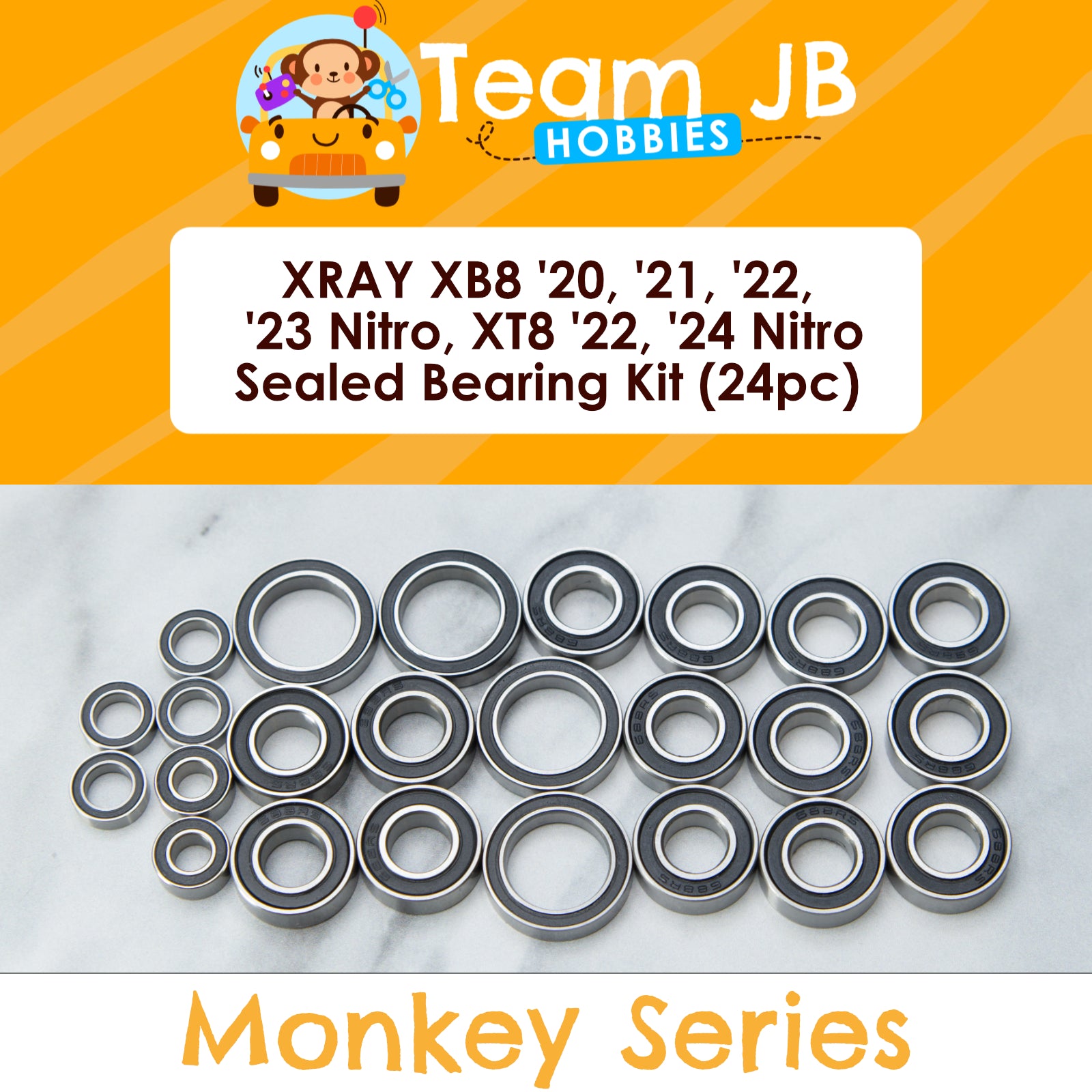 XRAY XB8 '20, '21, '22, '23 '24 Nitro, XT8 '22, '24 Nitro - 24 Pcs Bearings Kit
