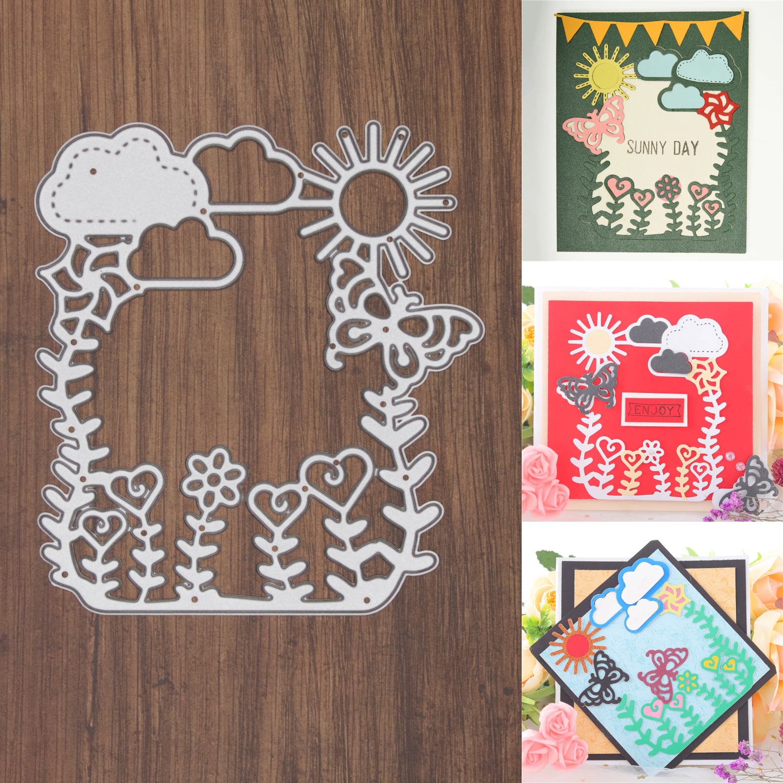 Outdoor Scene Frame w Sun & Butterfly Cutting Die