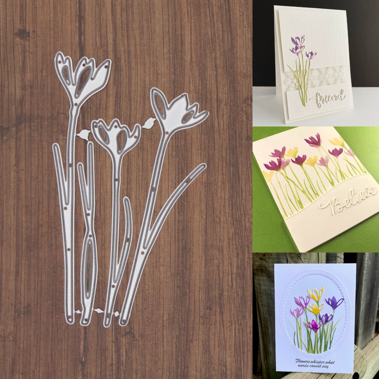 Crocus Flower Trio w Leaf/Grass Cutting Dies