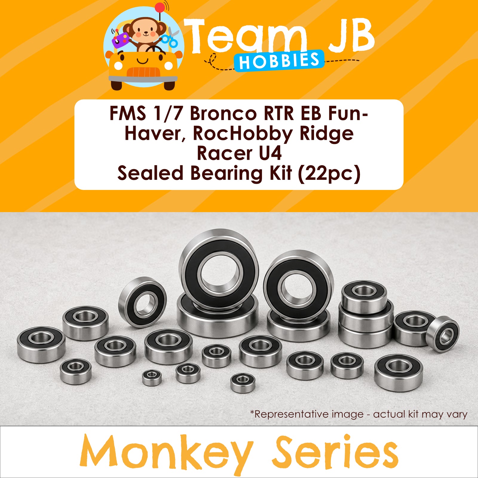 FMS 1/7 Ford Bronco RTR EB Fun-Haver, RocHobby 1/7 Ridge Racer U4 - Sealed Bearing Kit