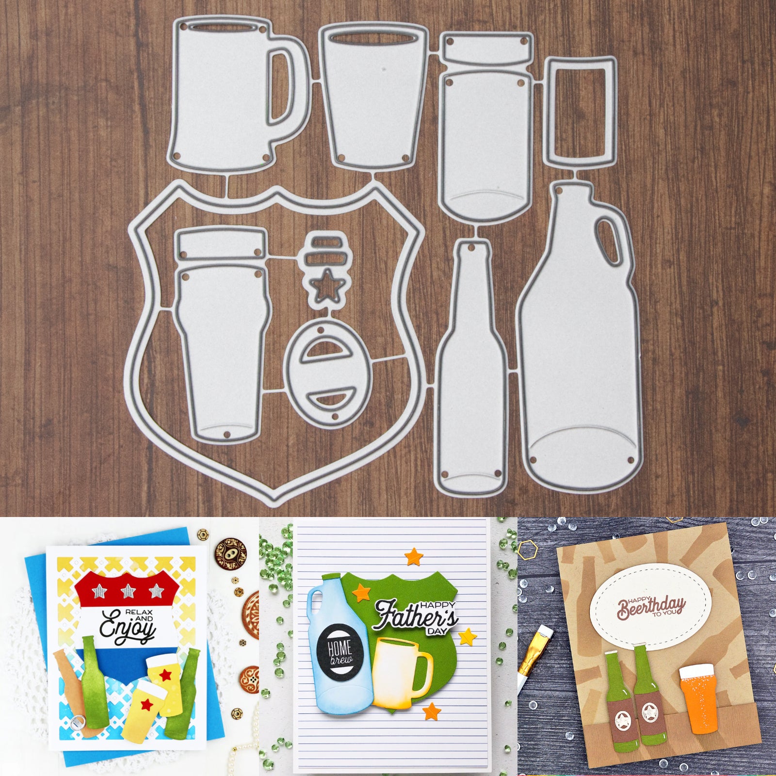 Cheers for Beers Drinks w Badge Label Cutting Dies