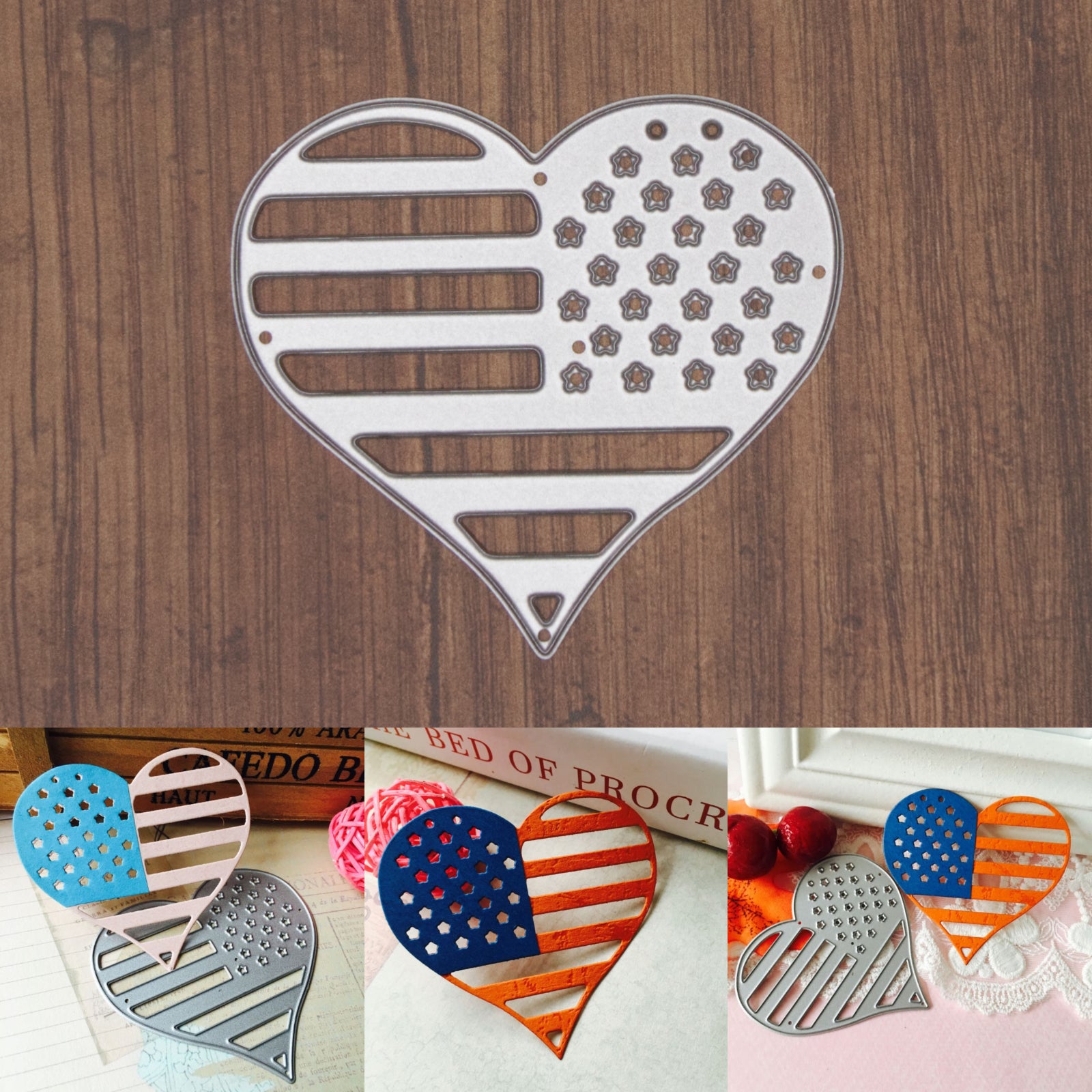 Heart-Shaped American Flag Cutting Die