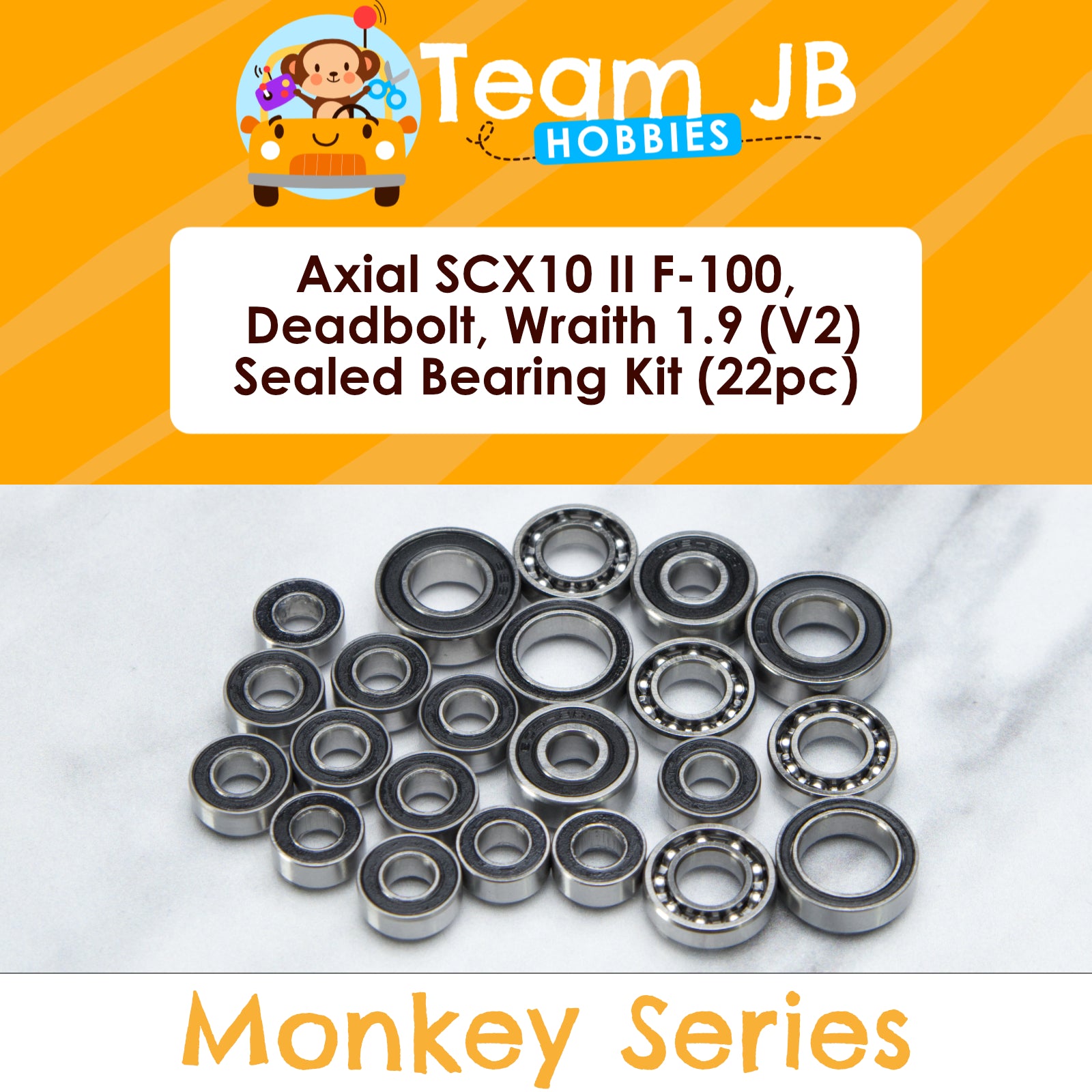 Axial SCX10 II F-100, Cherokee, Deadbolt, Trail Honcho, Axial Wraith 1.9 (V2) - Sealed Bearing Kit