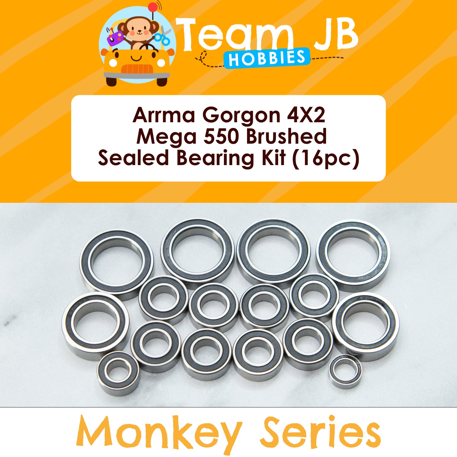 Arrma Gorgon 4X2, Mega 550, Brushed, Fury 223S BLX, Vorteks -16 Pcs Bearings Kit
