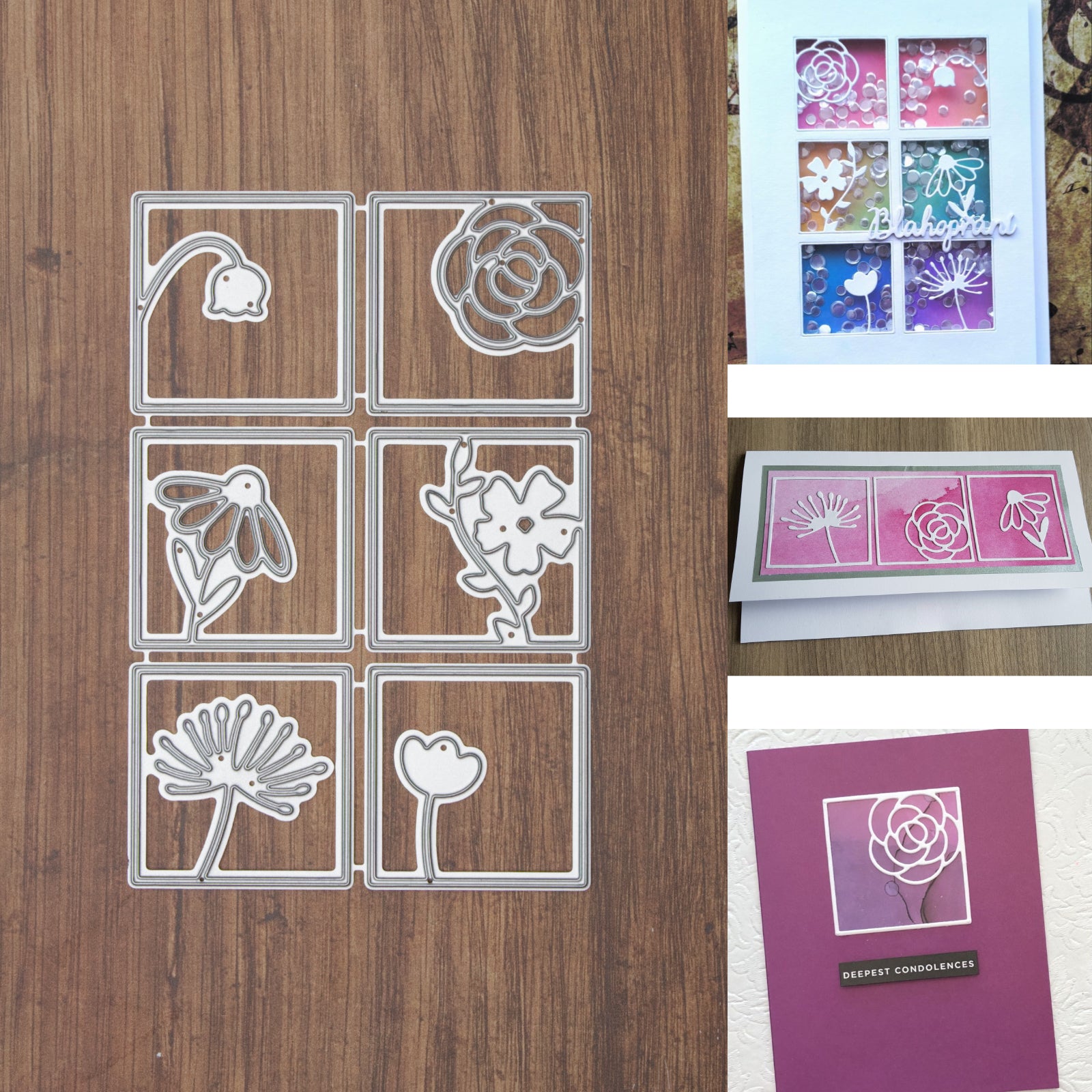 Square Framed Flowers Cutting Dies