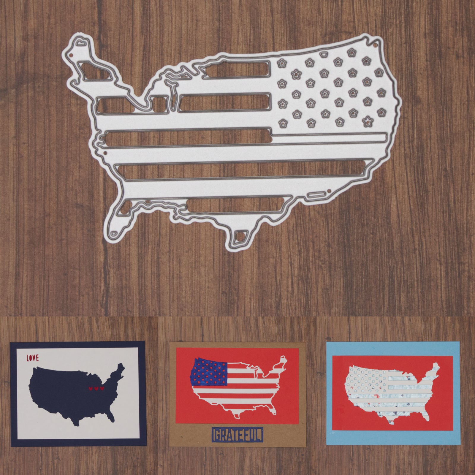 American Flag Map Cutting Die
