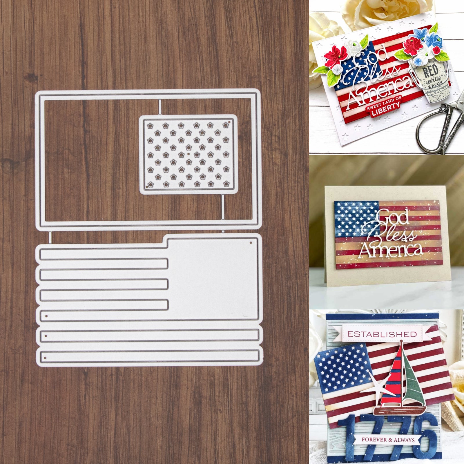Layering American Flag Cutting & Embossing Dies