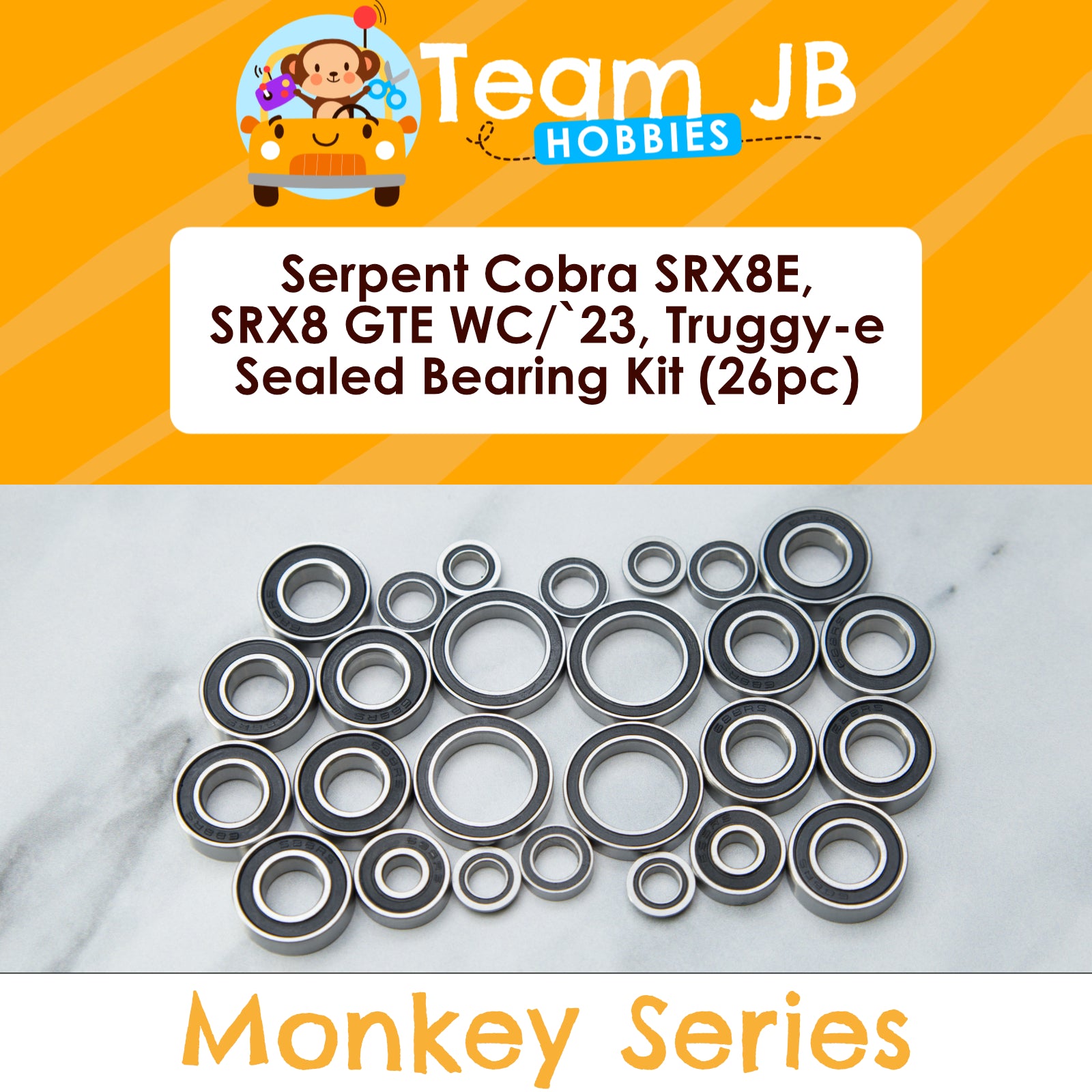 Serpent Cobra SRX8E, SRX8 GTE WC, SRX8 GTE ‘23, SRX8 Truggy-E - Sealed Bearing Kit