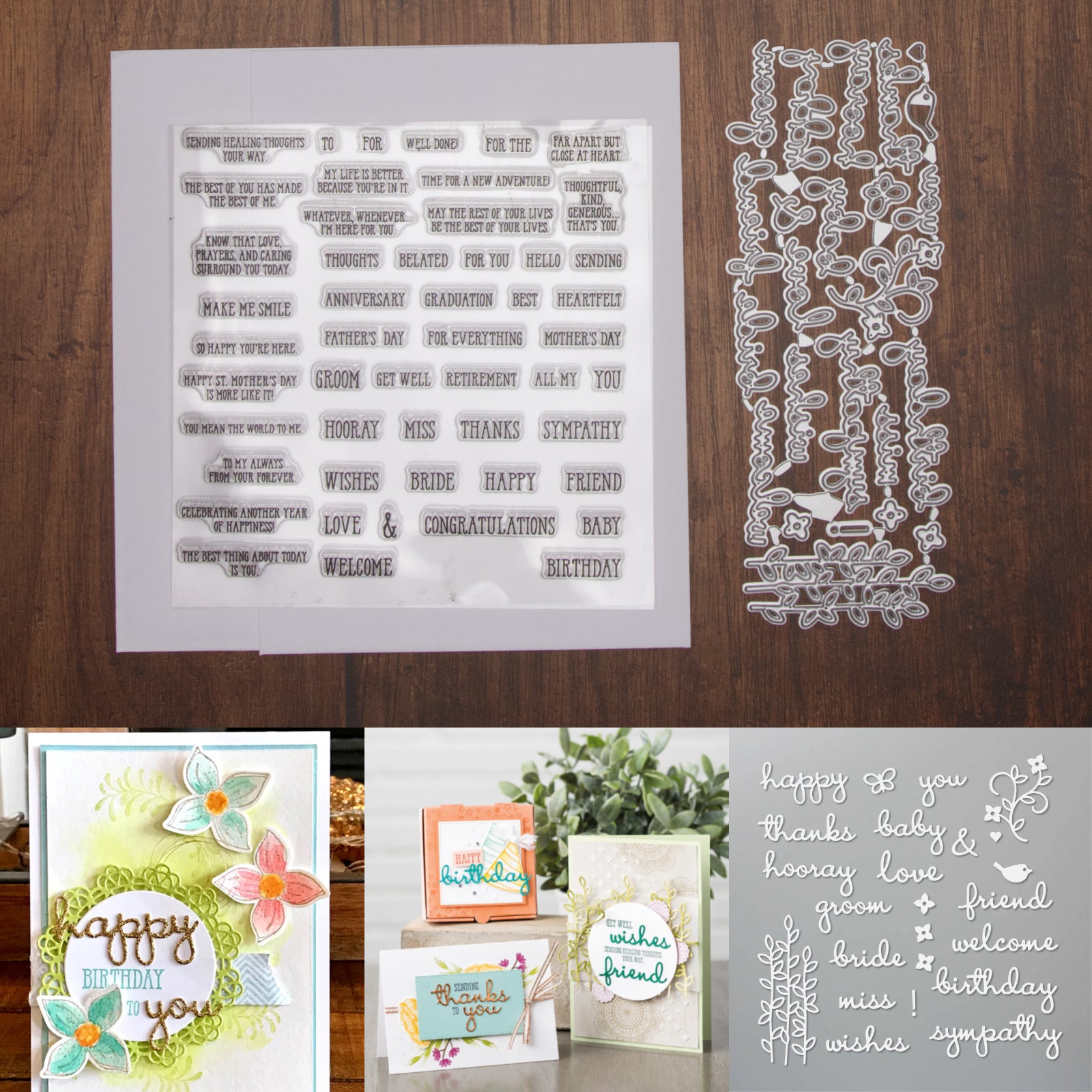 So Many Occasions Sentiment Words Cutting Dies & Stamps Set
