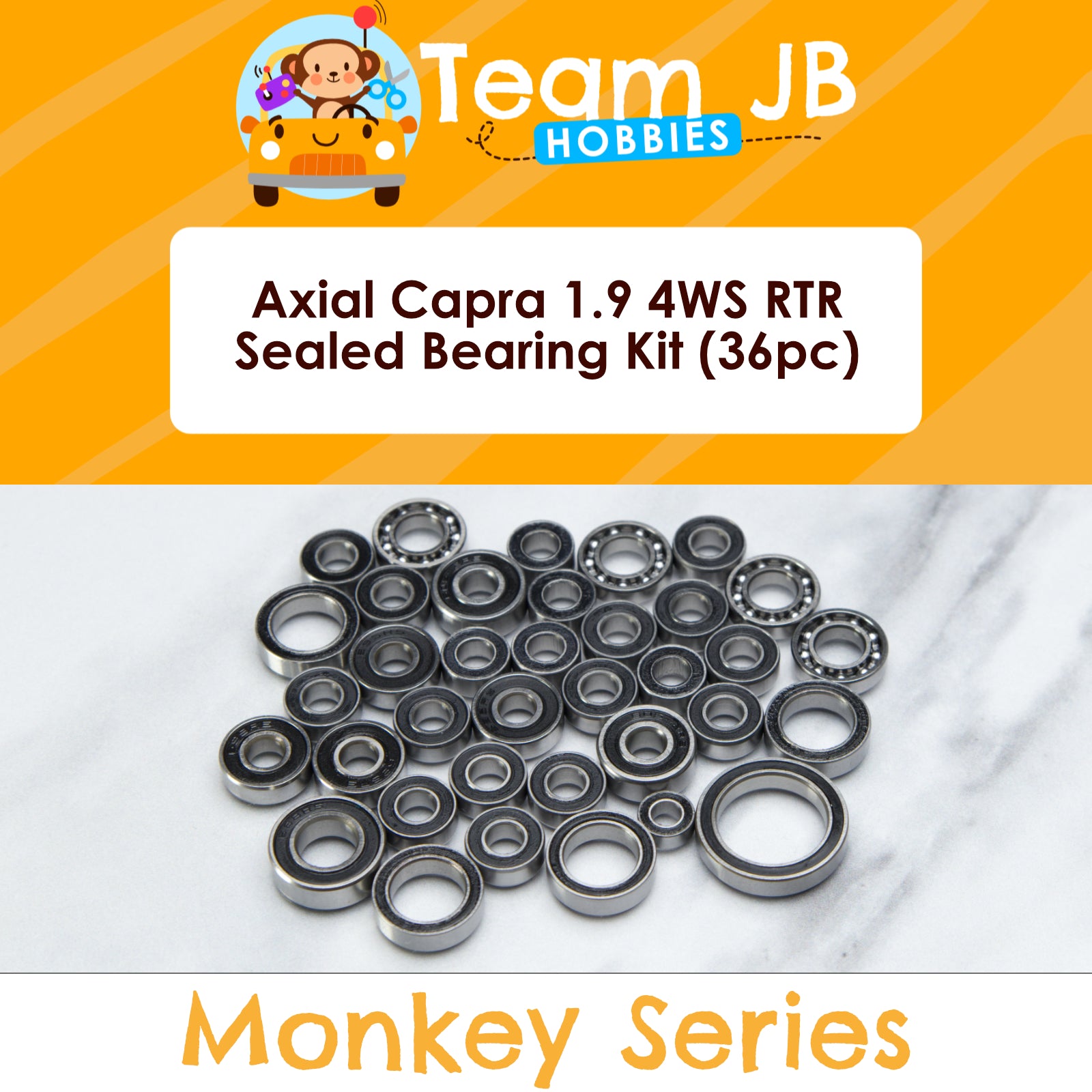 Axial Capra 1.9 4WS RTR, UTB10, AXI-1543 - 36 Pcs Rubber Sealed Bearings Kit