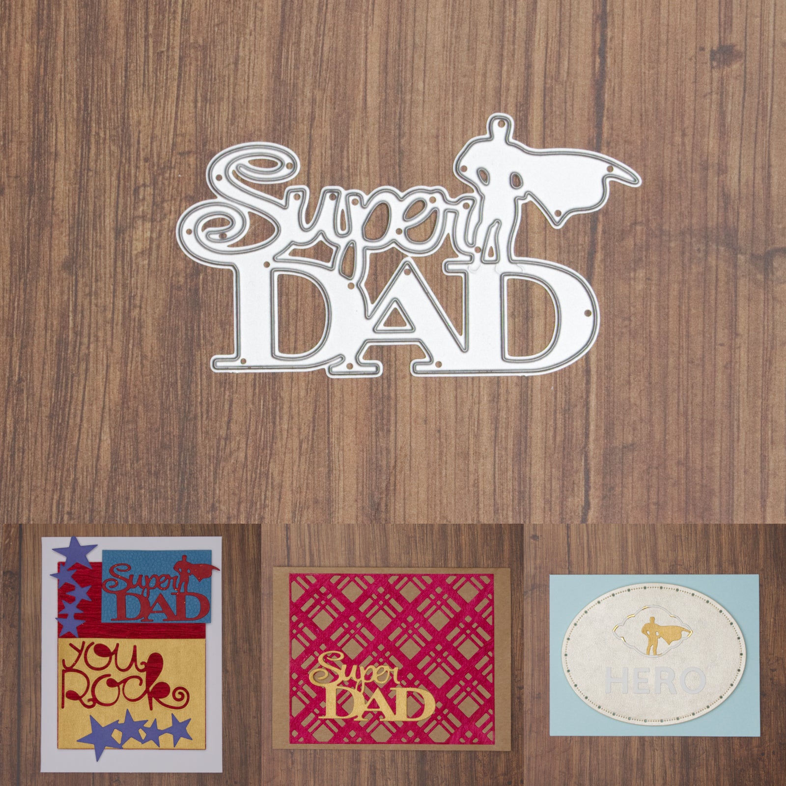 Super Dad Sentiment w Caped Hero Cutting Die