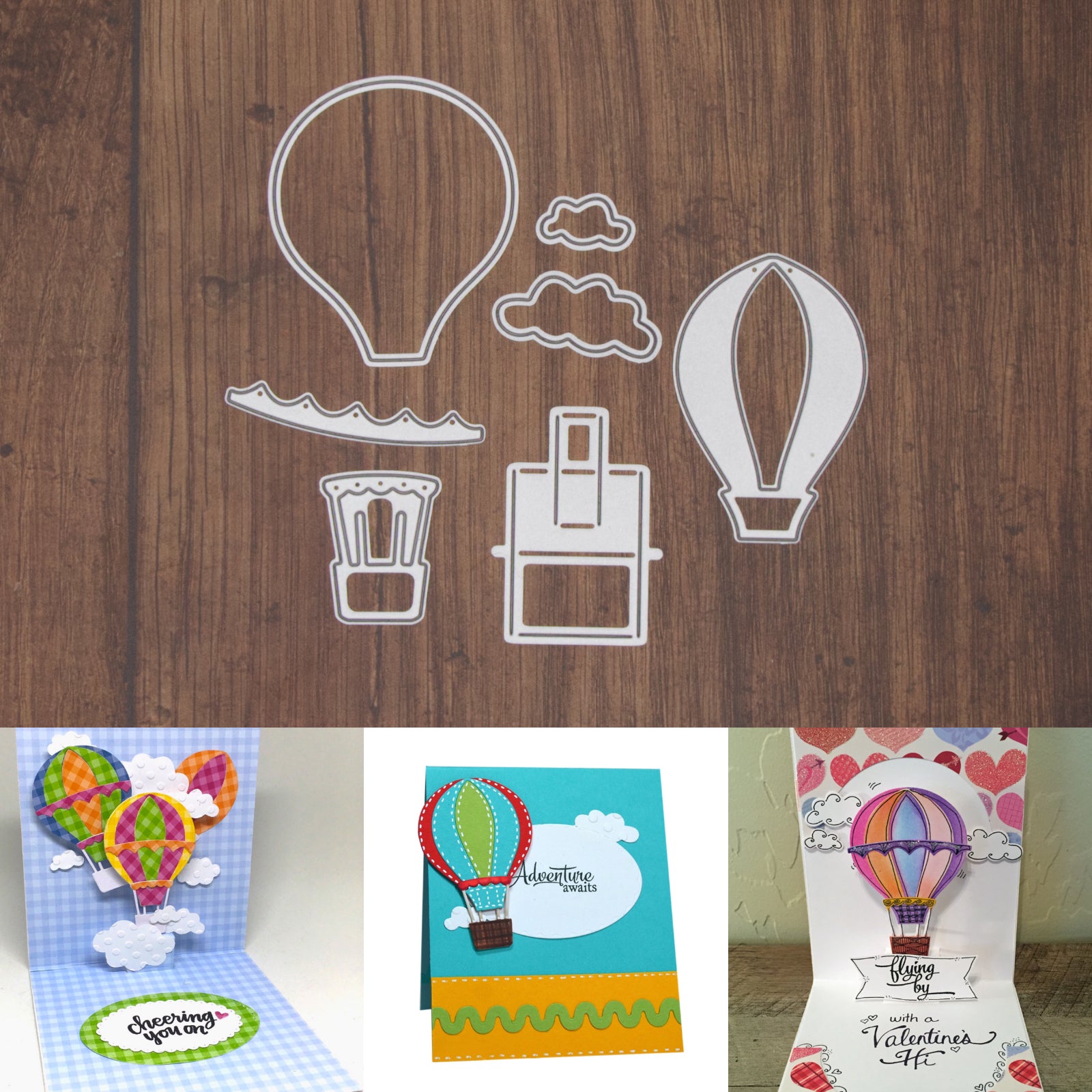 Pop Up Hot Air Balloon w Clouds Cutting Embossing Dies