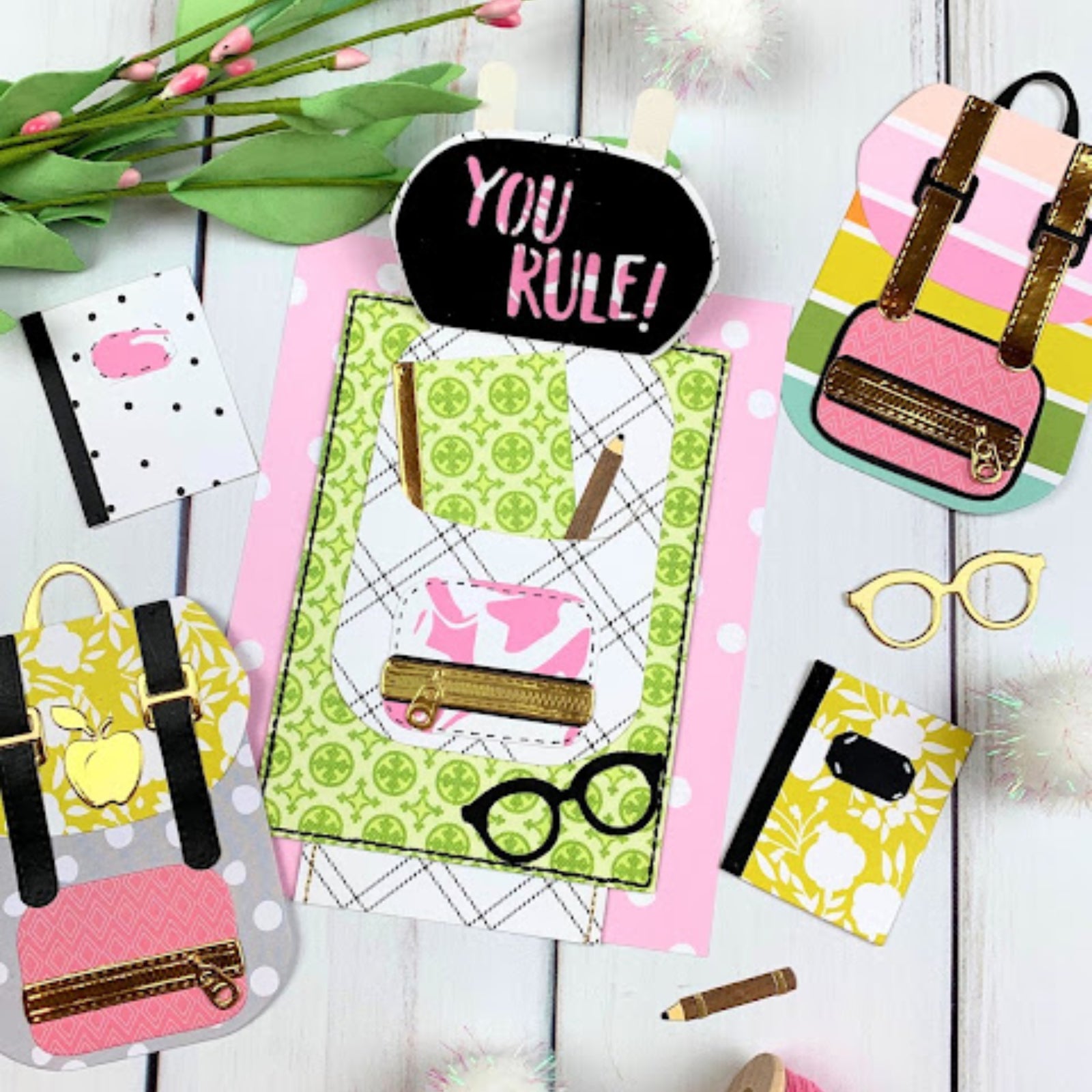 You Rule! Backpack w School Supplies Cutting & Embossing Dies