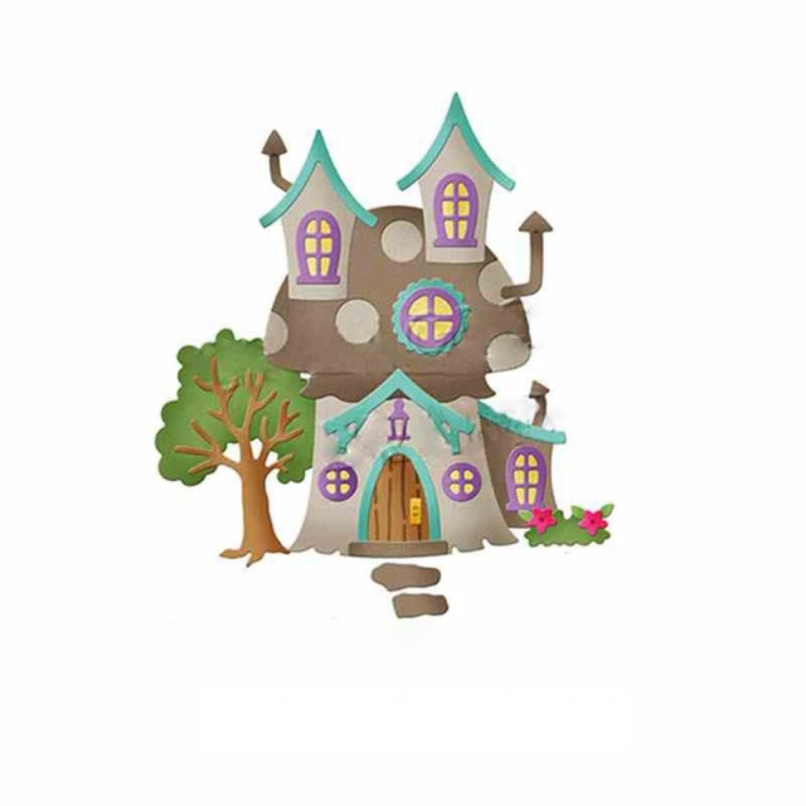 Mushroom House w Tree & Flora Small Cutting & Embossing Dies