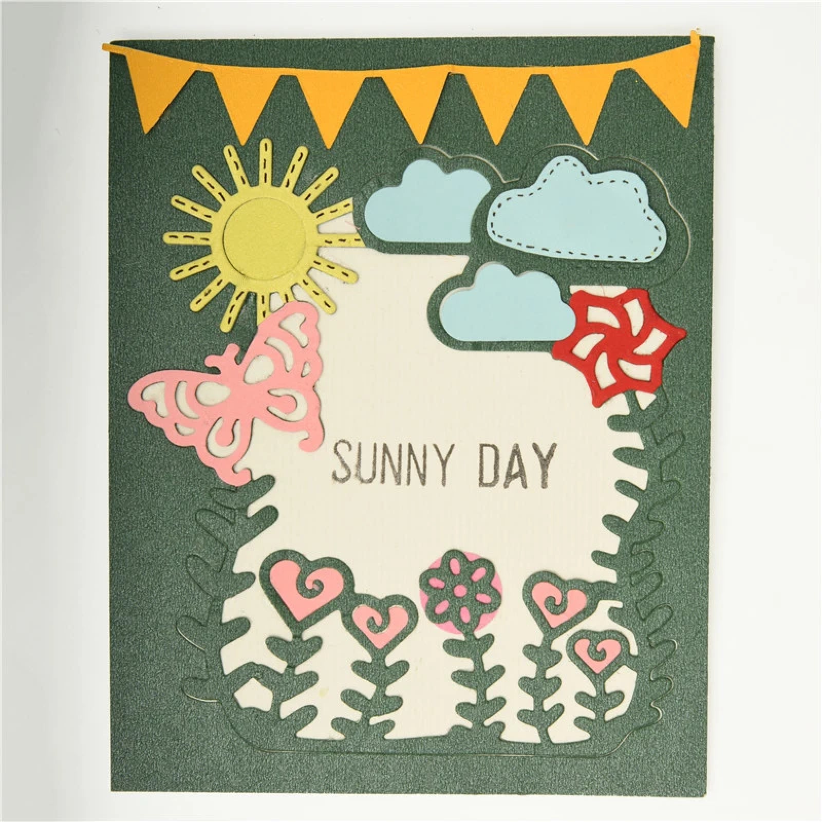 Outdoor Scene Frame w Sun & Butterfly Cutting Die