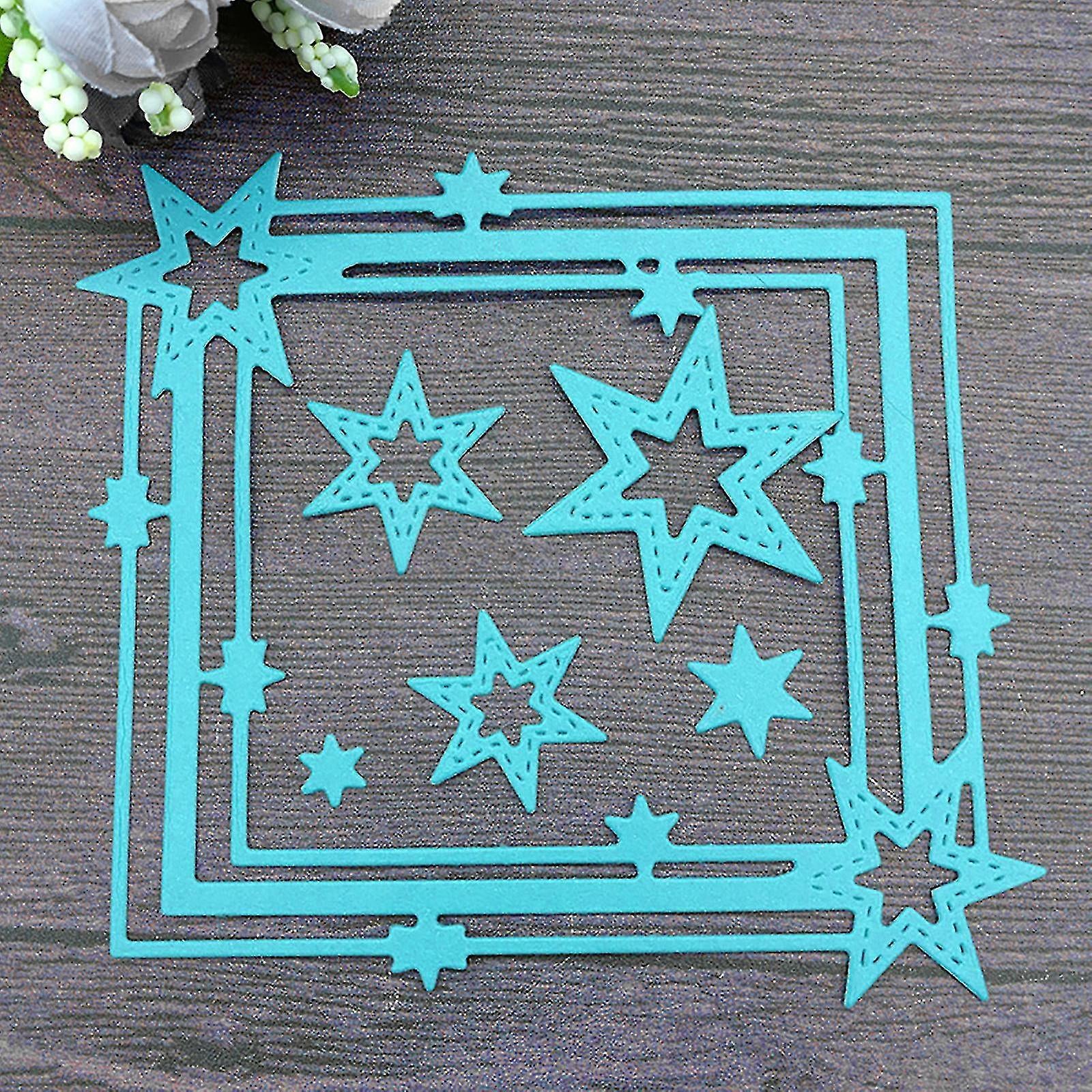 Rectangular Frame w Six-Pointed Stars Cutting & Embossing Dies