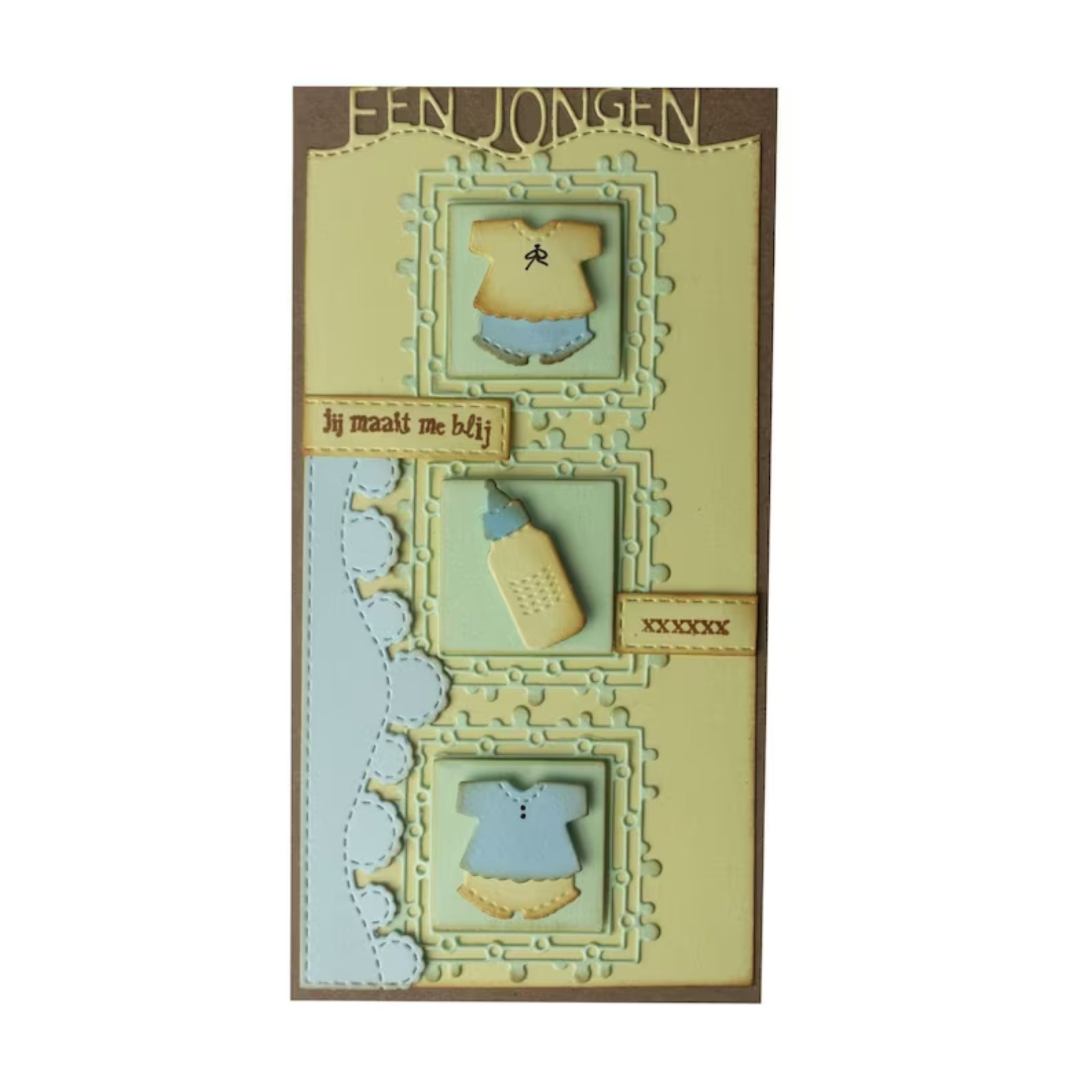 Baby Accessories Stitched Border Edge w Clothes, Pacifier, Bottle Cutting Dies