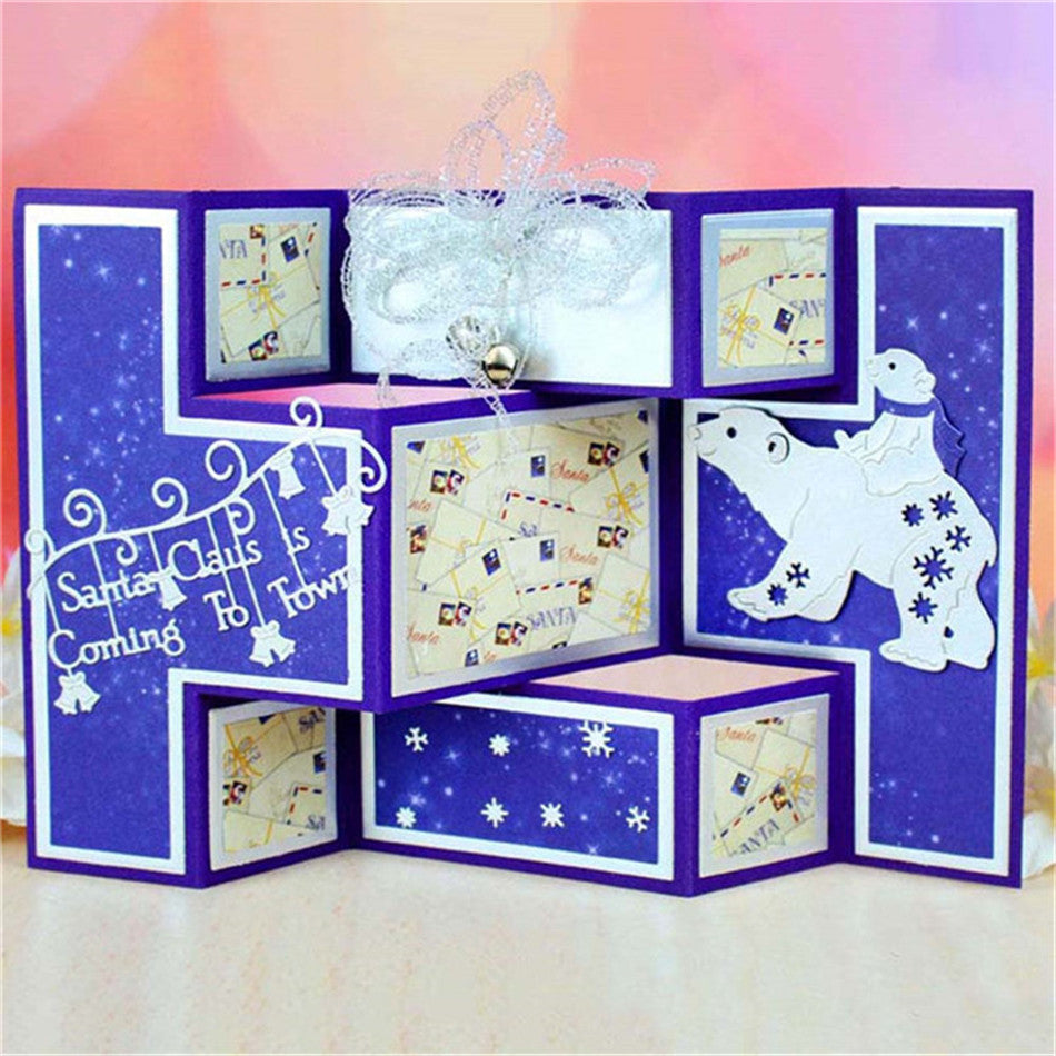 Large Polar Bear and Cub w Winter Snowflakes Cutting Dies