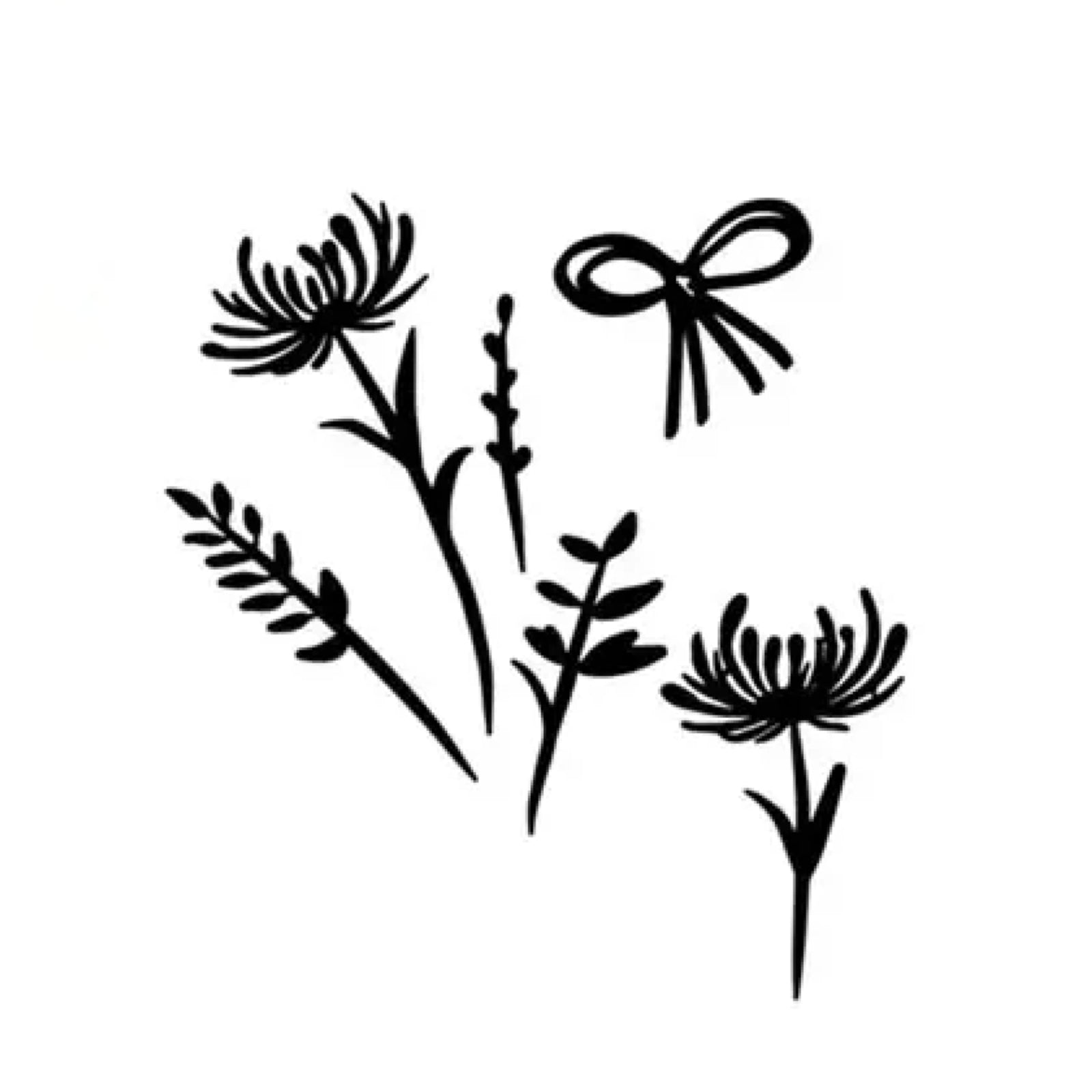 Long Stemmed Flowers & Foliage w Bow Cutting Dies