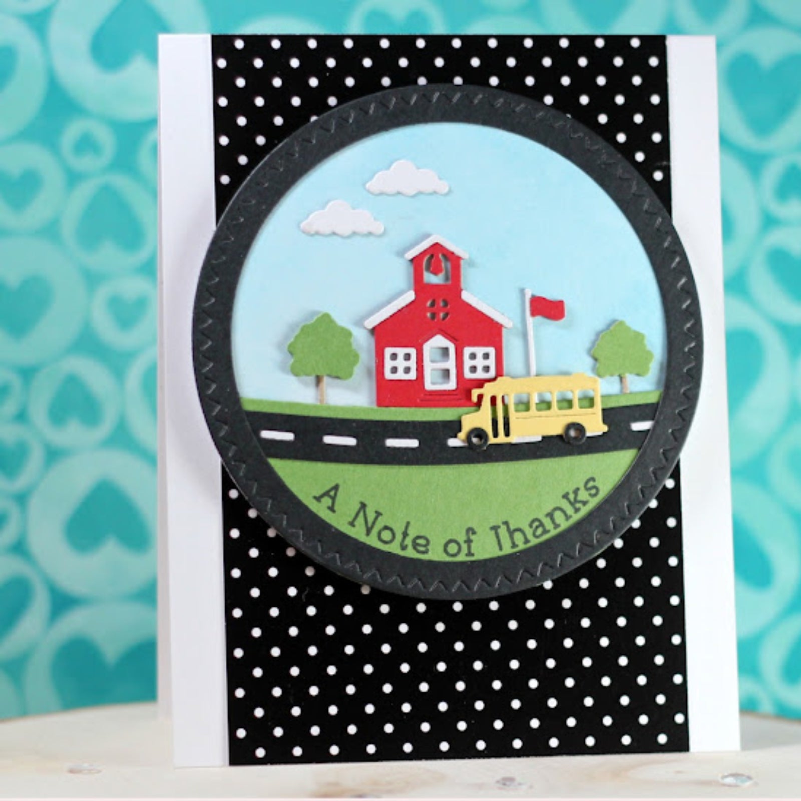 School Scene Backdrop Border w Bus & Road Cutting Dies