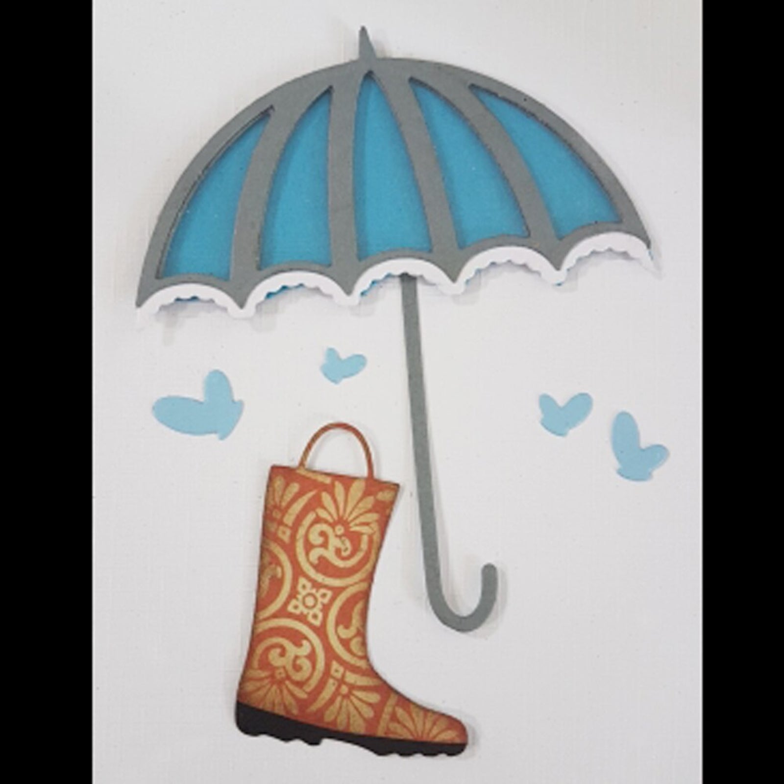 Rainboot & Umbrella w Butterflies Cutting Embossing Dies