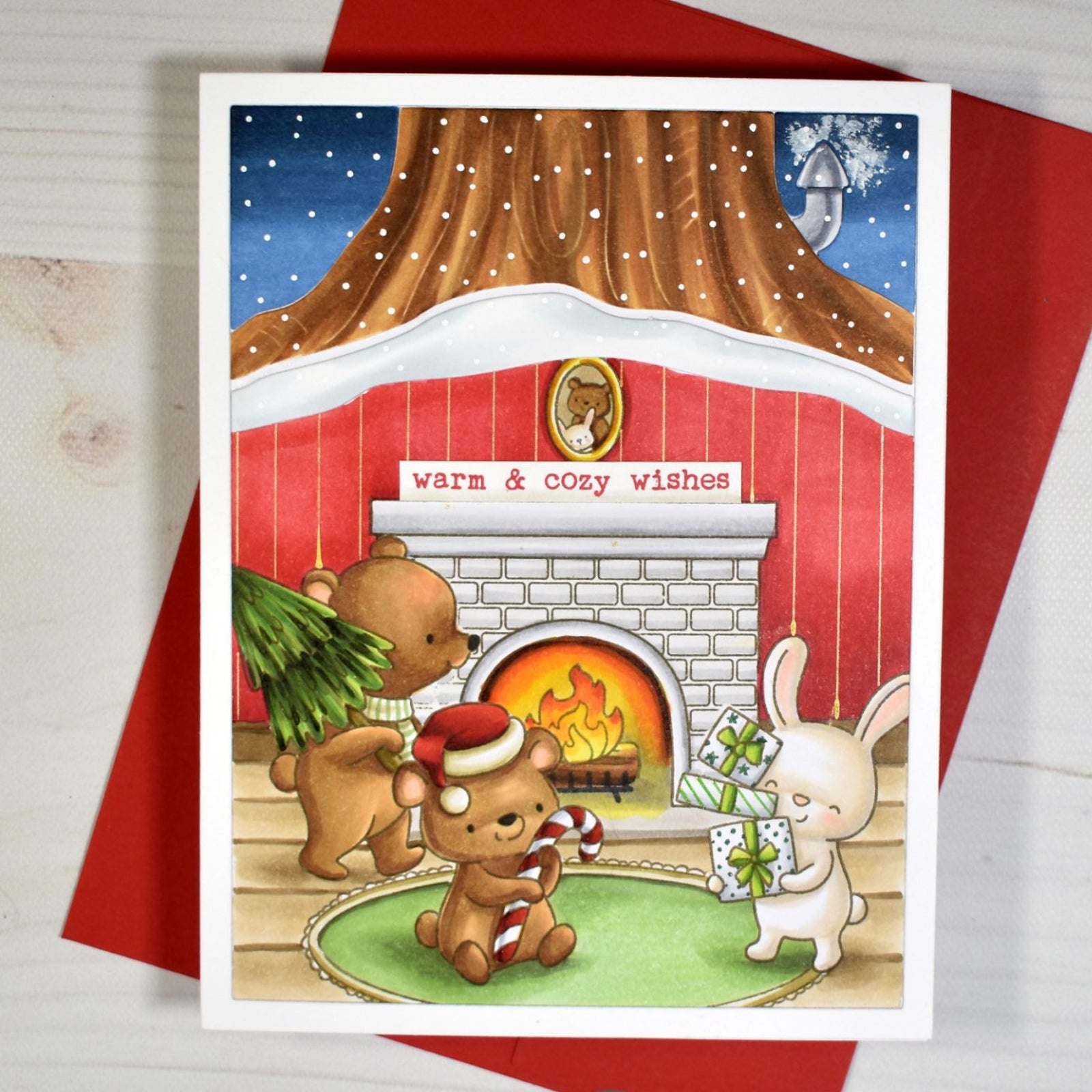 Burrow Home w Fireplace Background Frame Cutting & Embossing Dies