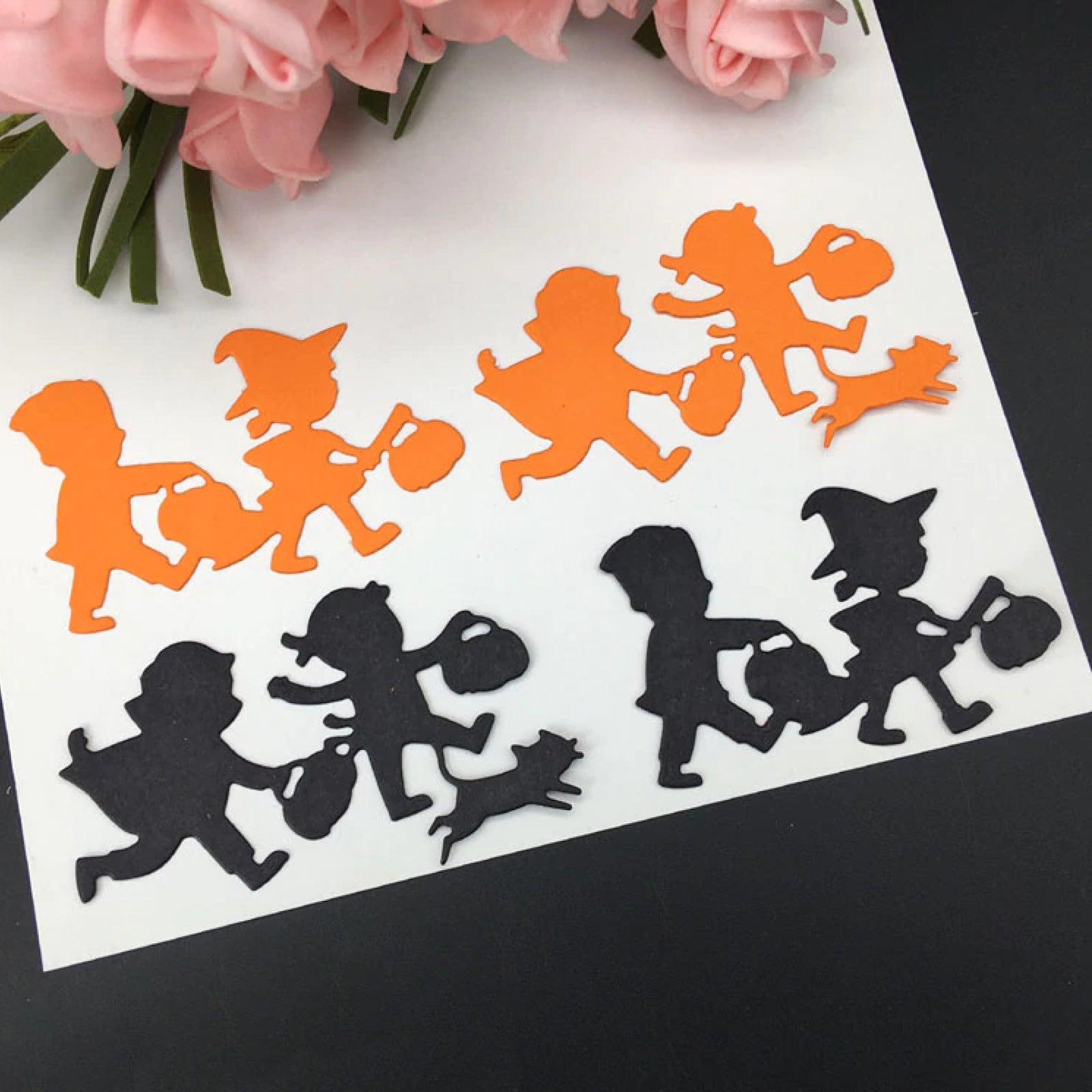 Halloween Kids Quartet w Cat & Bats Cutting Die