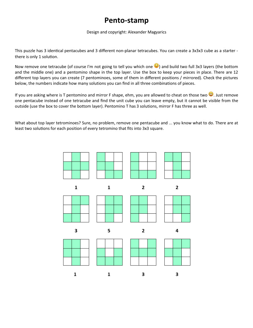 Pento-Stamp - Level 7 - Alexander Magyarics - Pelikan Puzzles