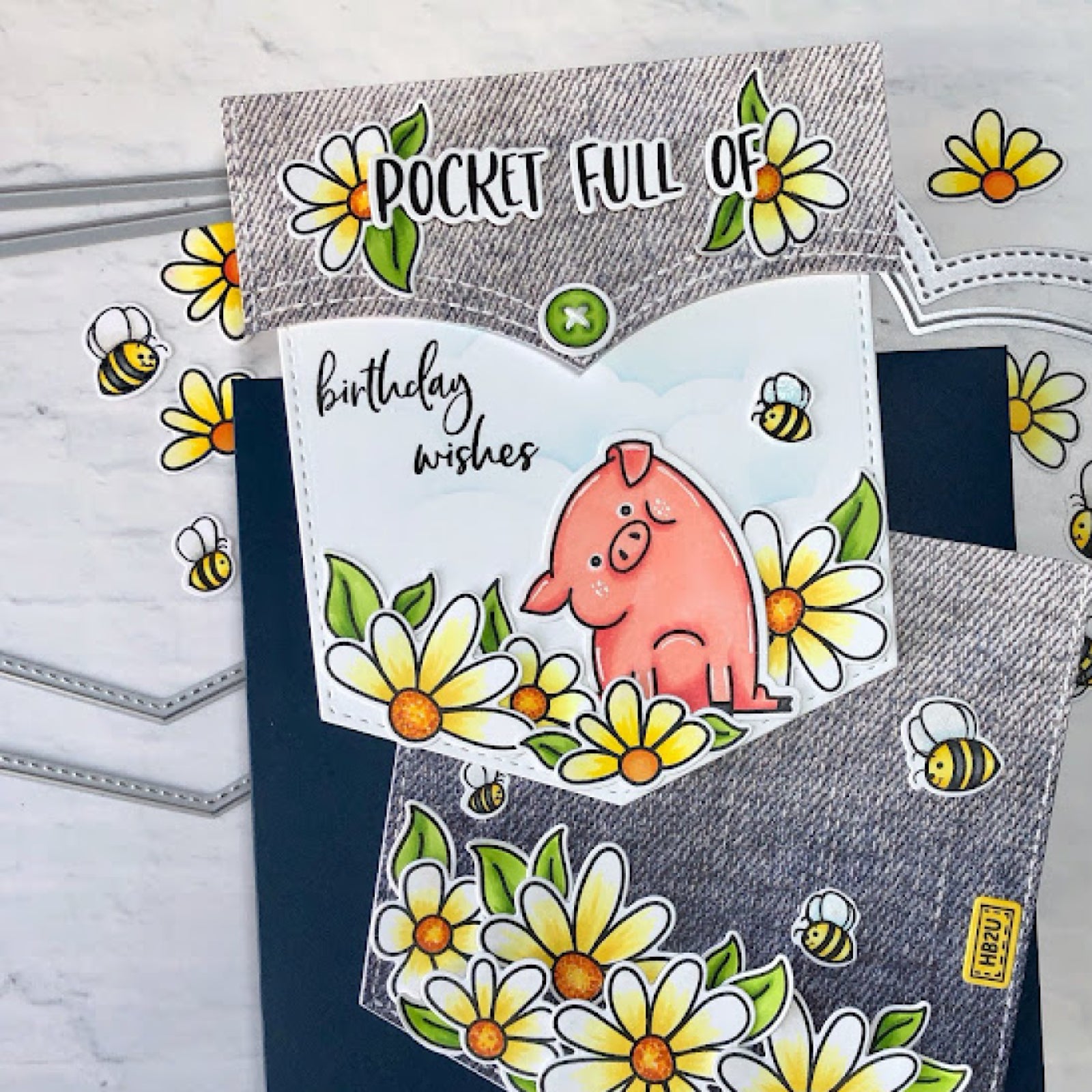 Nesting Stitched Jeans Pockets Full of Love Mega Cutting Dies Set