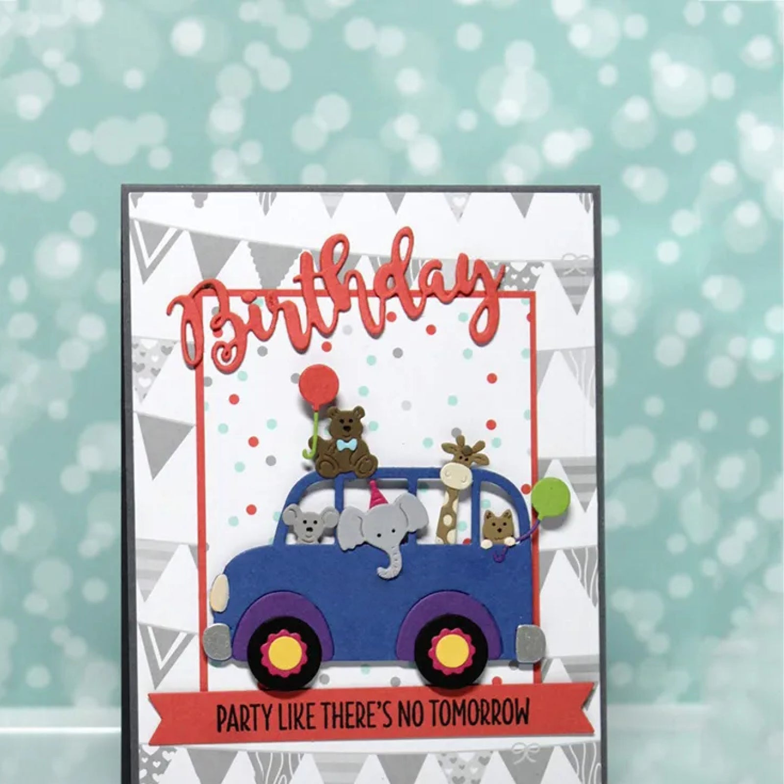 Party Bus w Animals & Balloons Cutting Embossing Dies