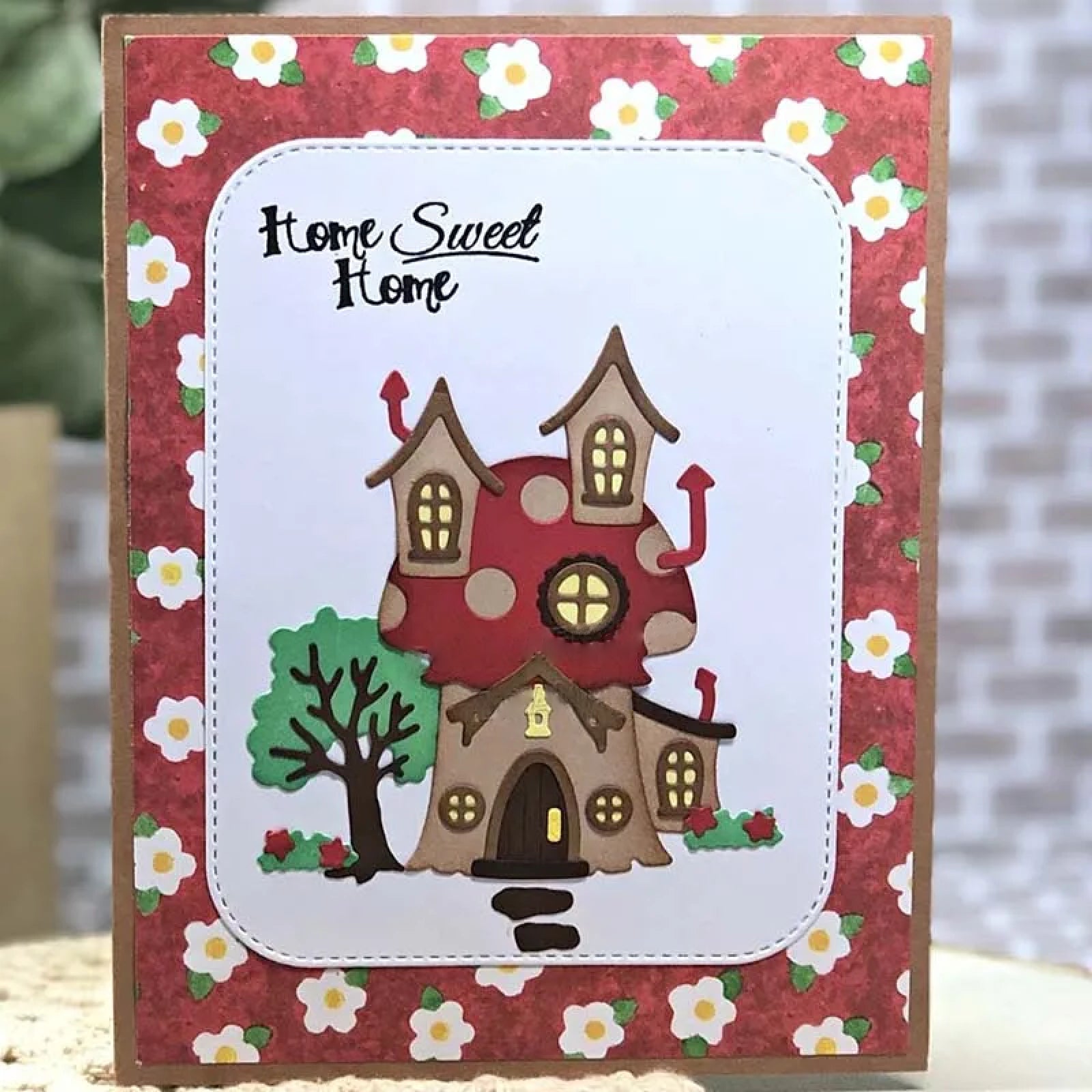 Mushroom House w Tree & Flora Small Cutting & Embossing Dies