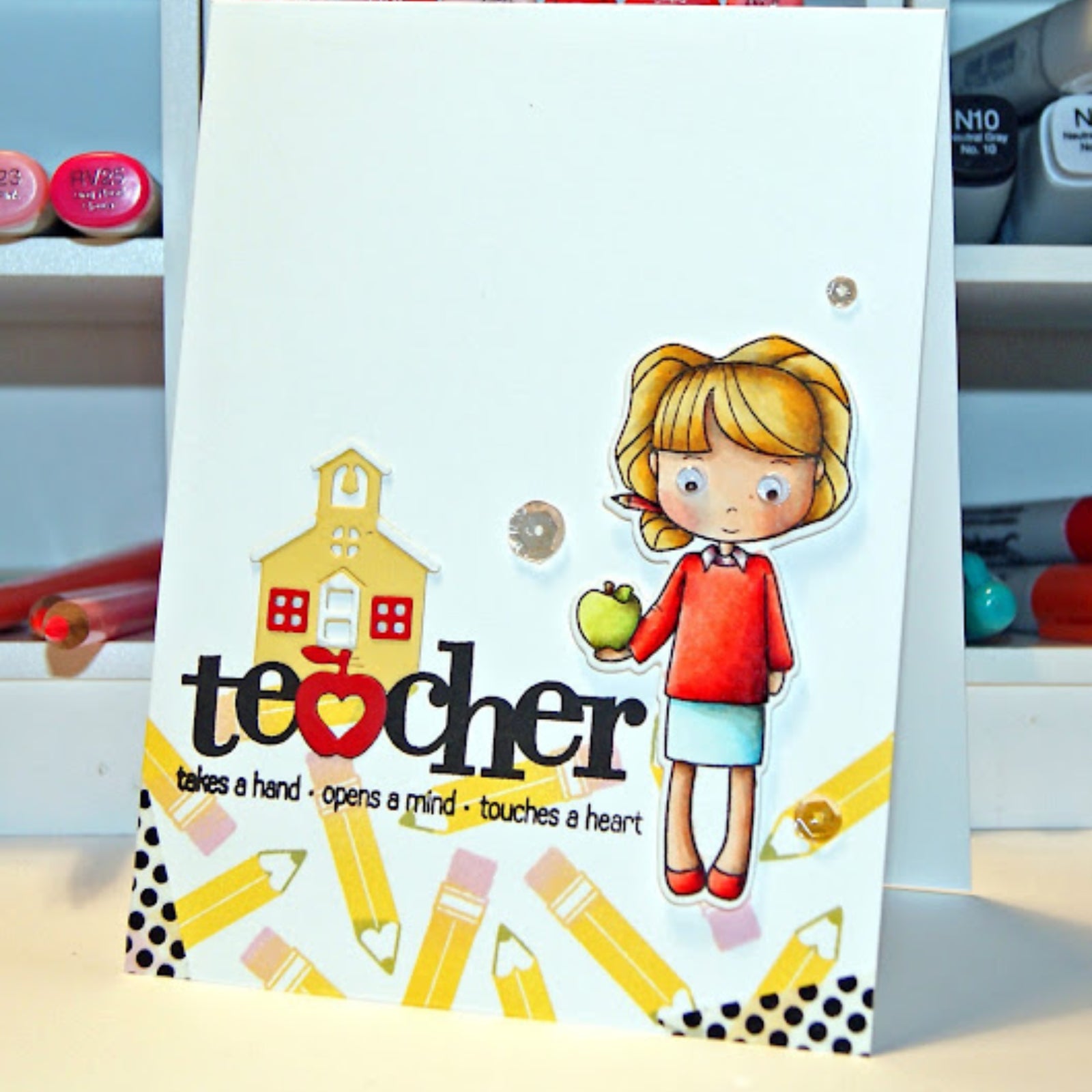 School Scene Backdrop Border w Bus & Road Cutting Dies