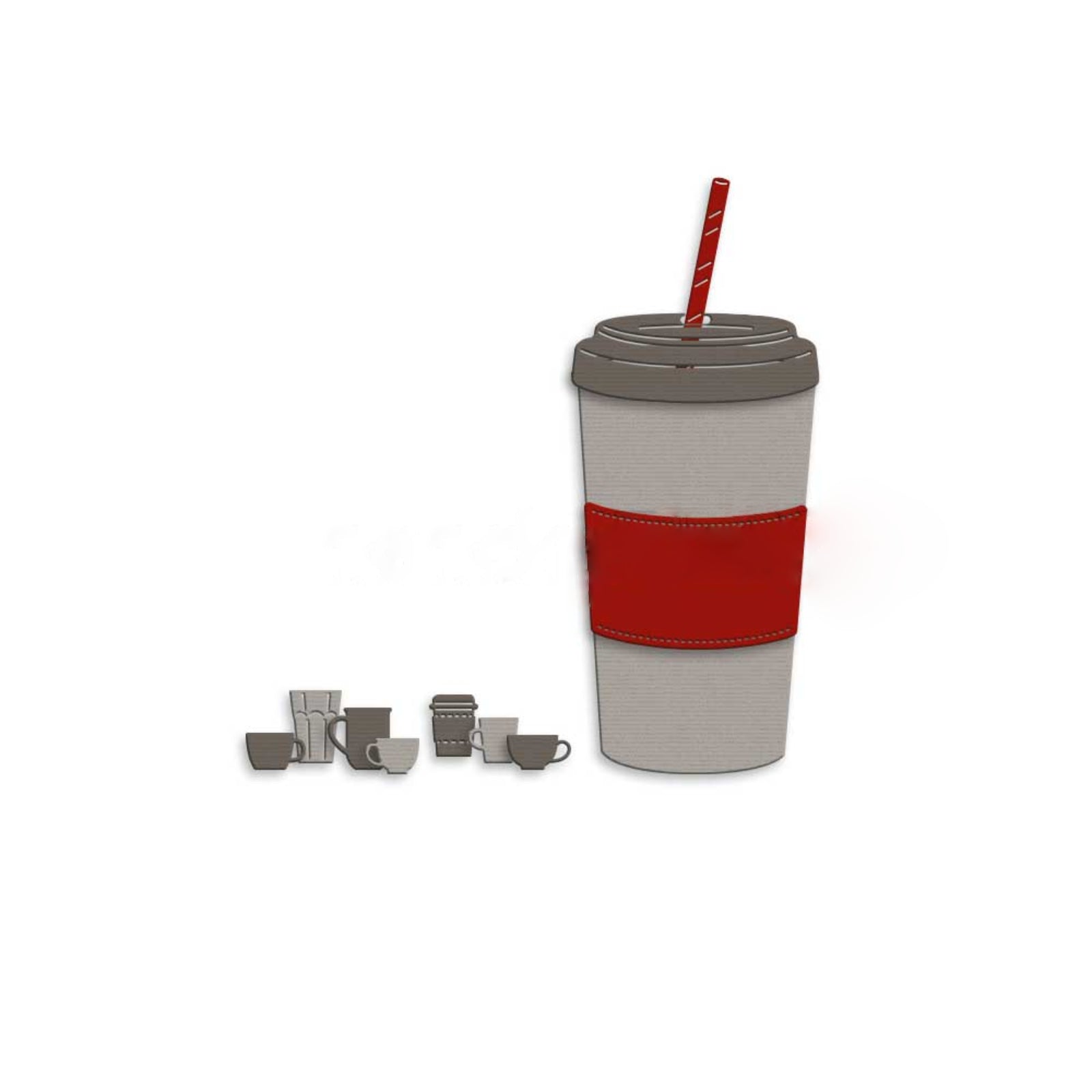 Large Tall Coffee Cup to Go Drinkware Cutting Die Set