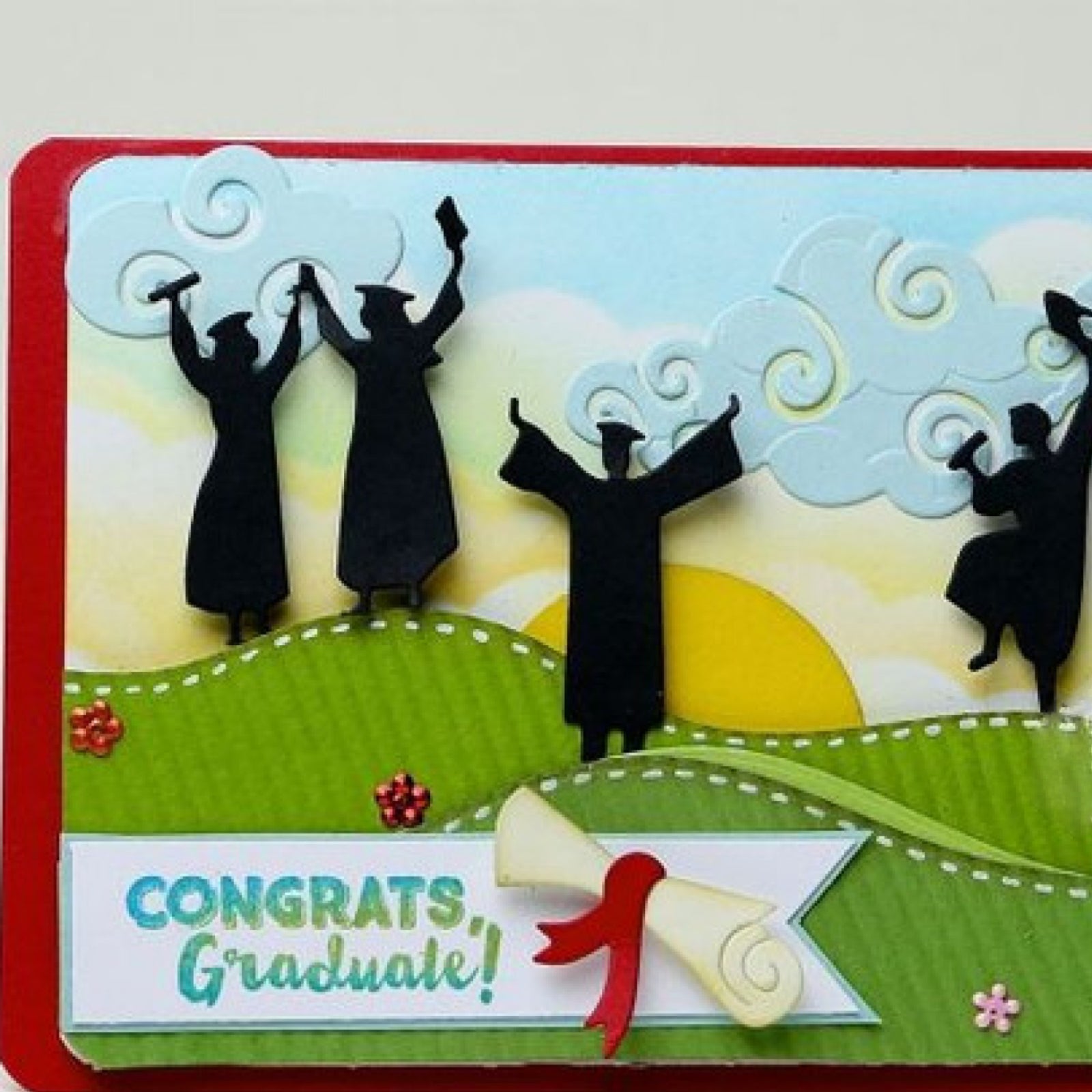 Graduates Celebrating Scene Backdrop Border Cutting Die