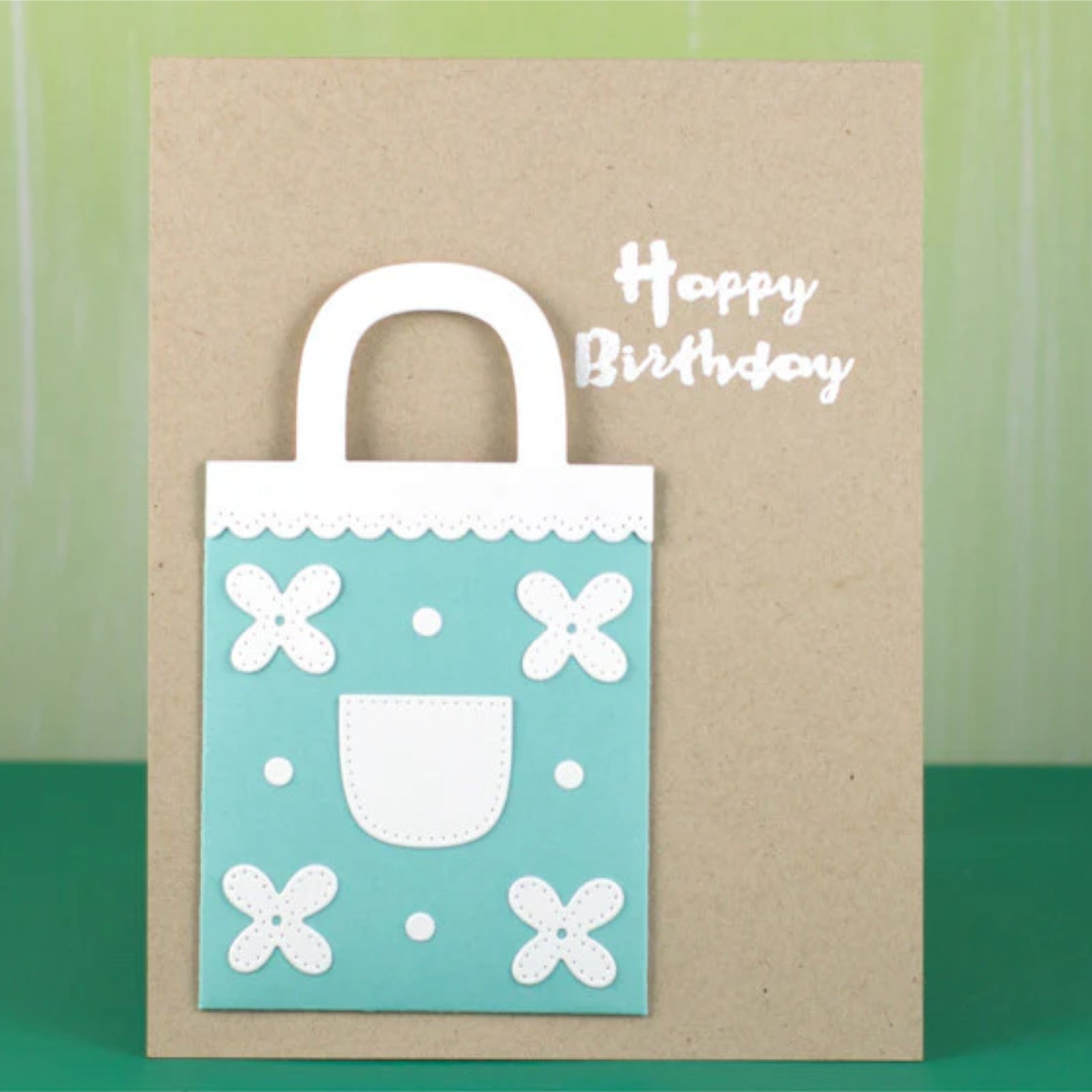 Gift Bag Pocket w Flowers & Handles Cutting Dies