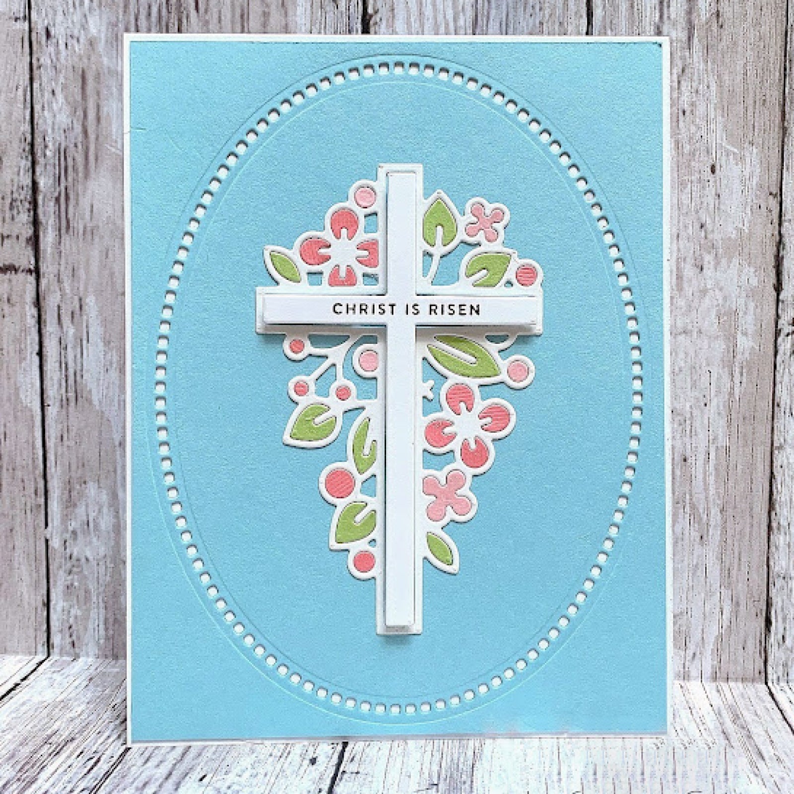 Easter Cross w Flowers & Leaves Cutting & Embossing Die